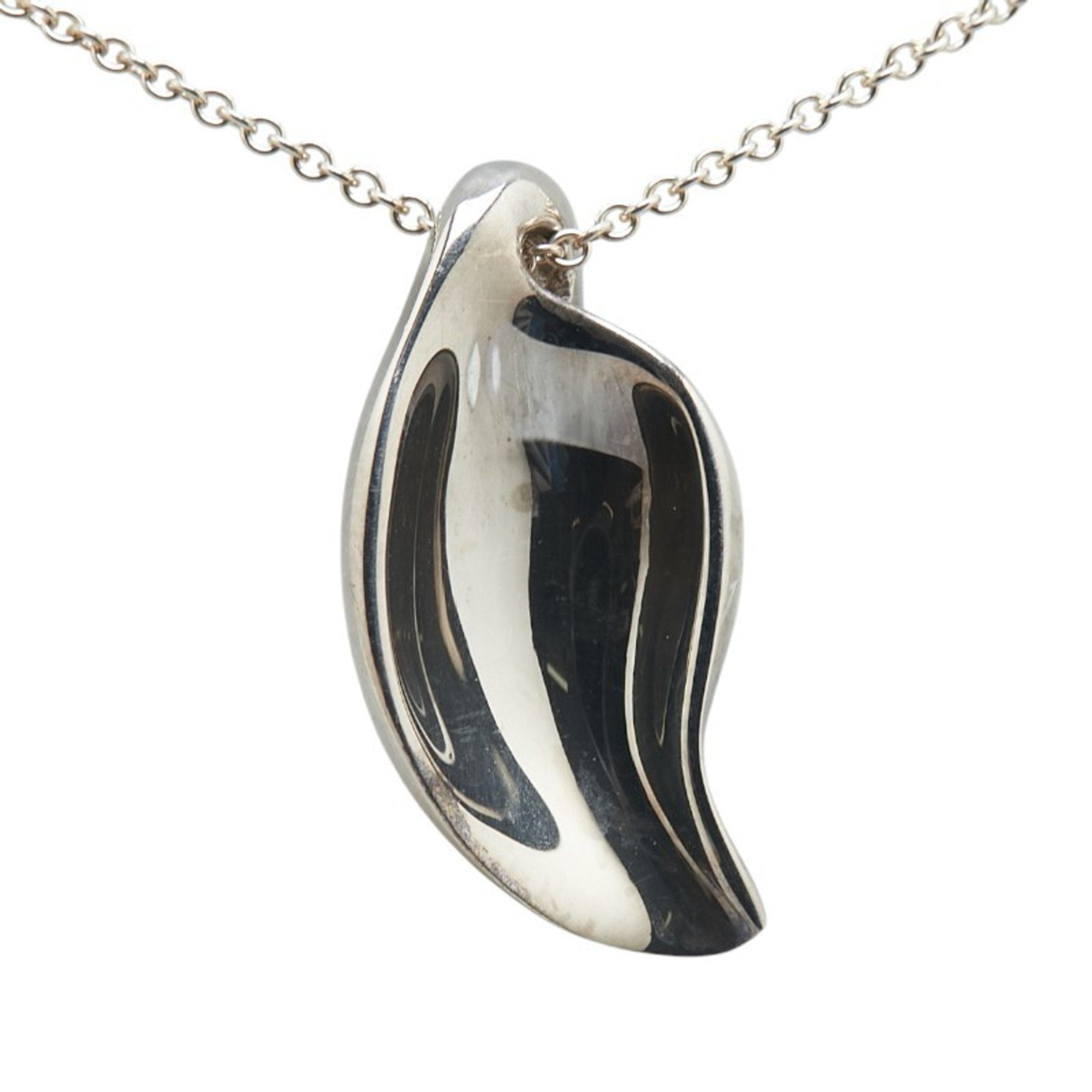 Leaf Pendant Necklace Sterling Silver
