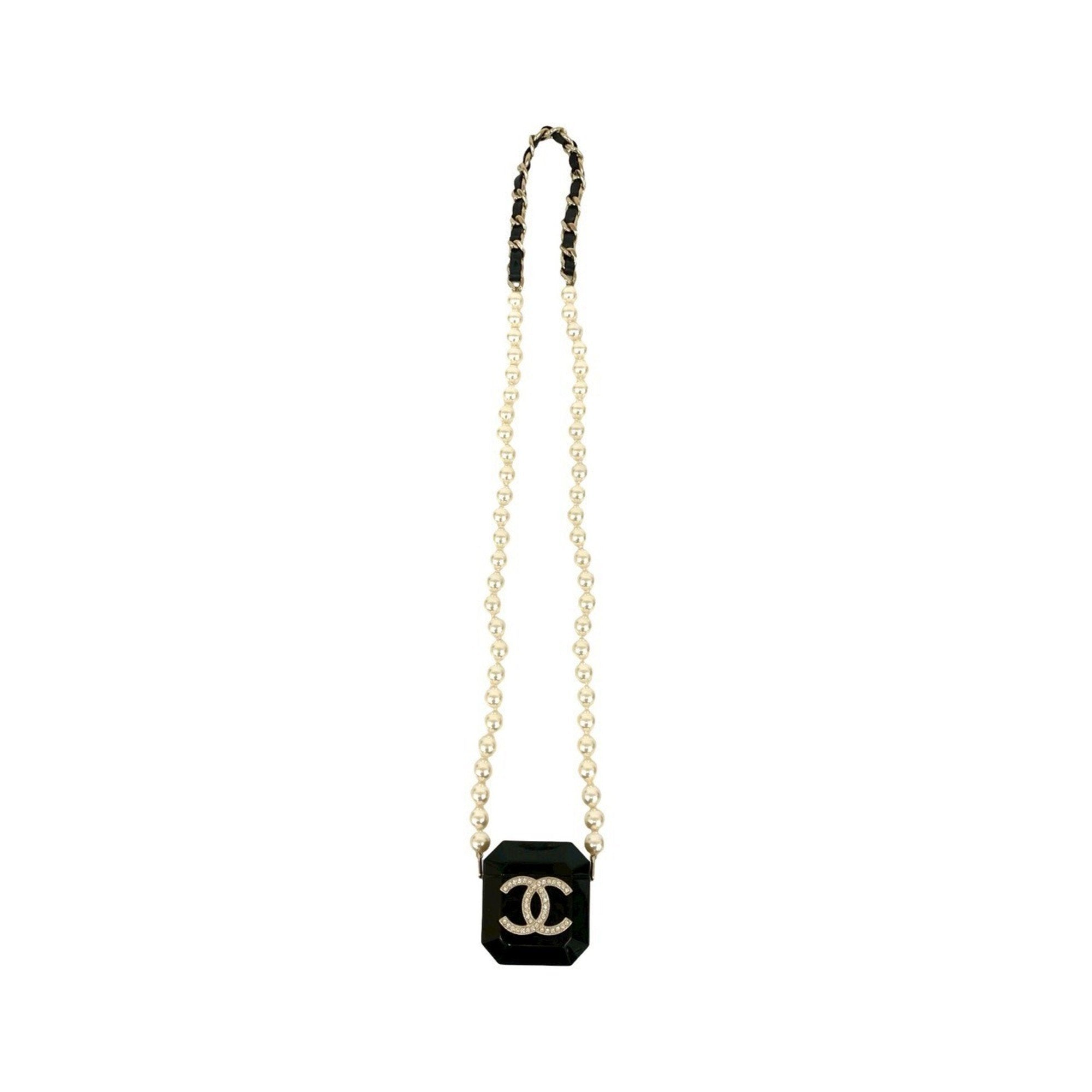 Pendant Necklace Leather Black and White with Rhinestone