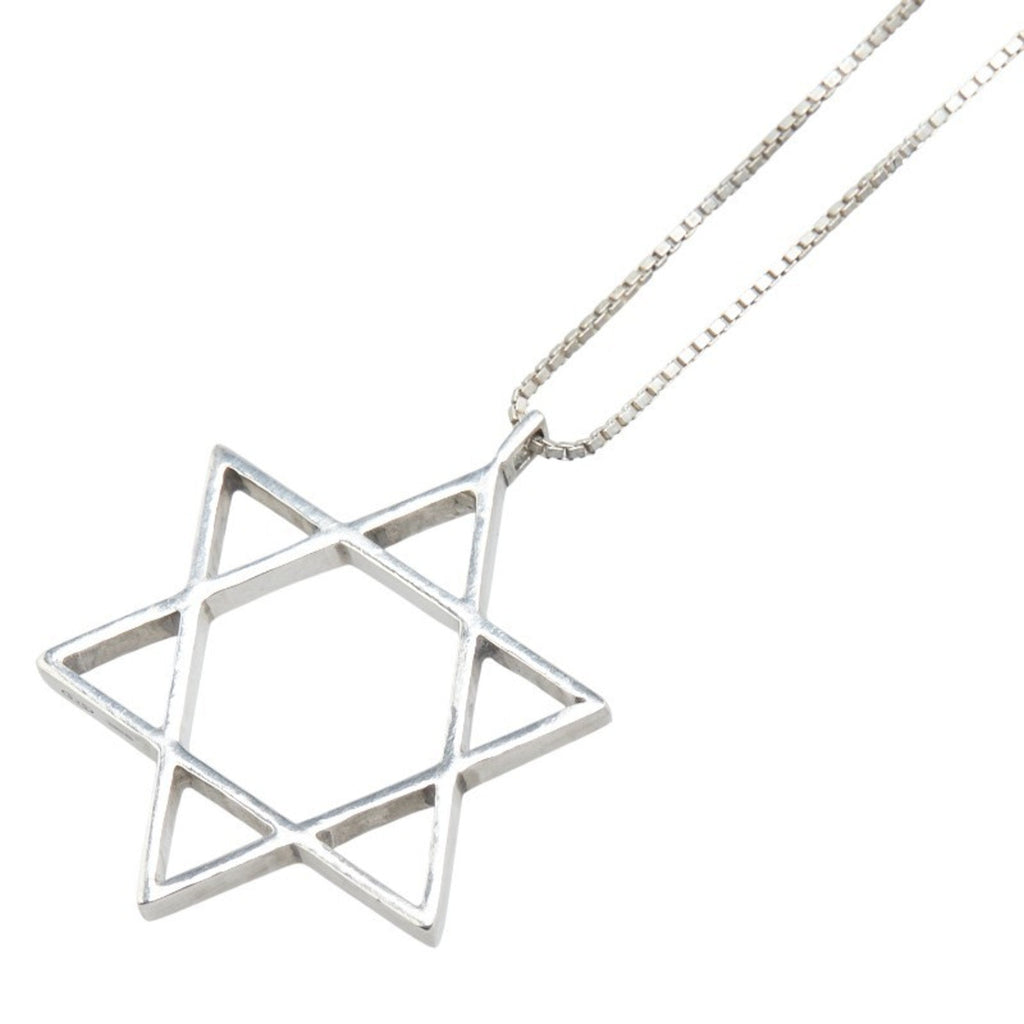 Hexagram Star Motif Pendant Necklace Sterling Silver
