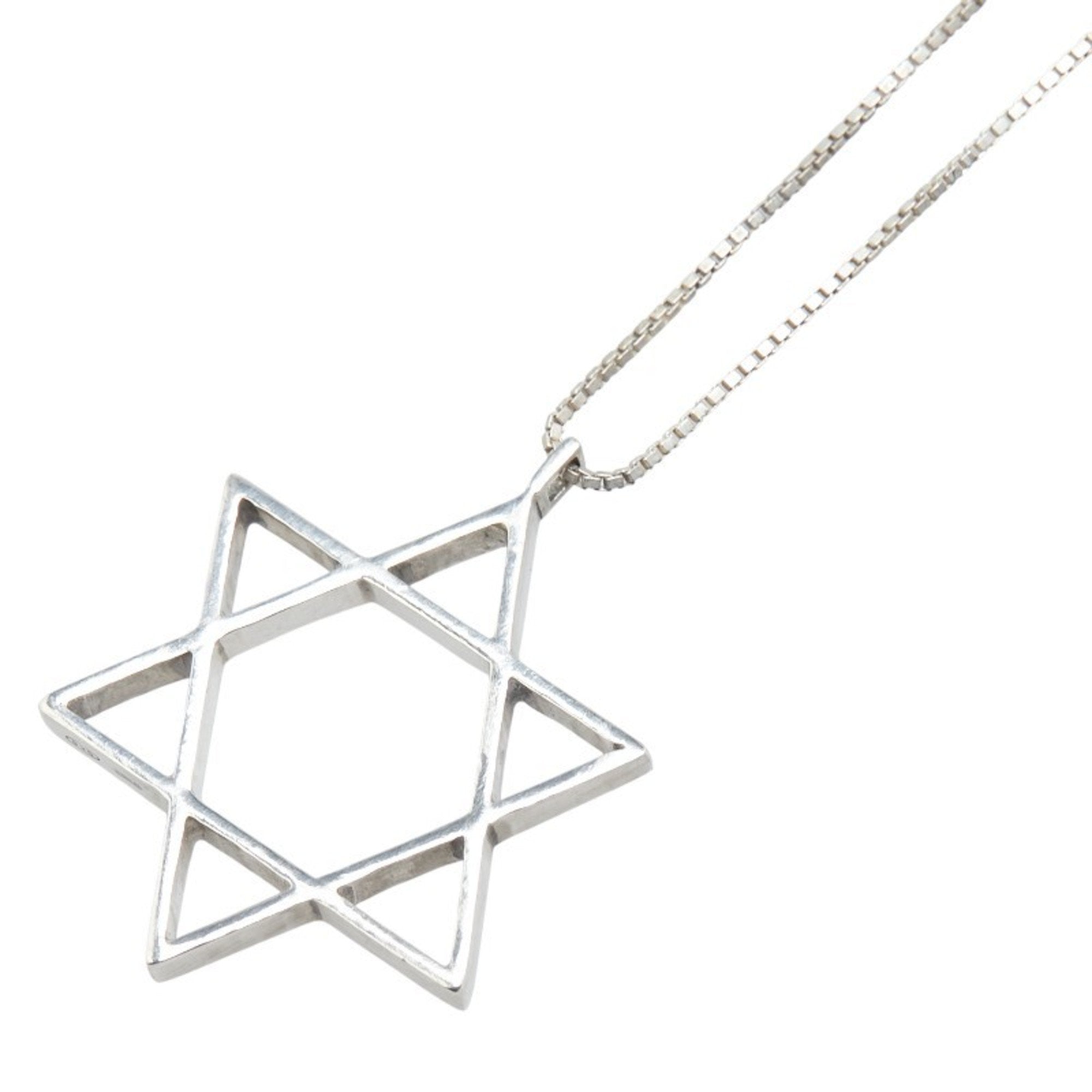 Hexagram Star Motif Pendant Necklace Sterling Silver
