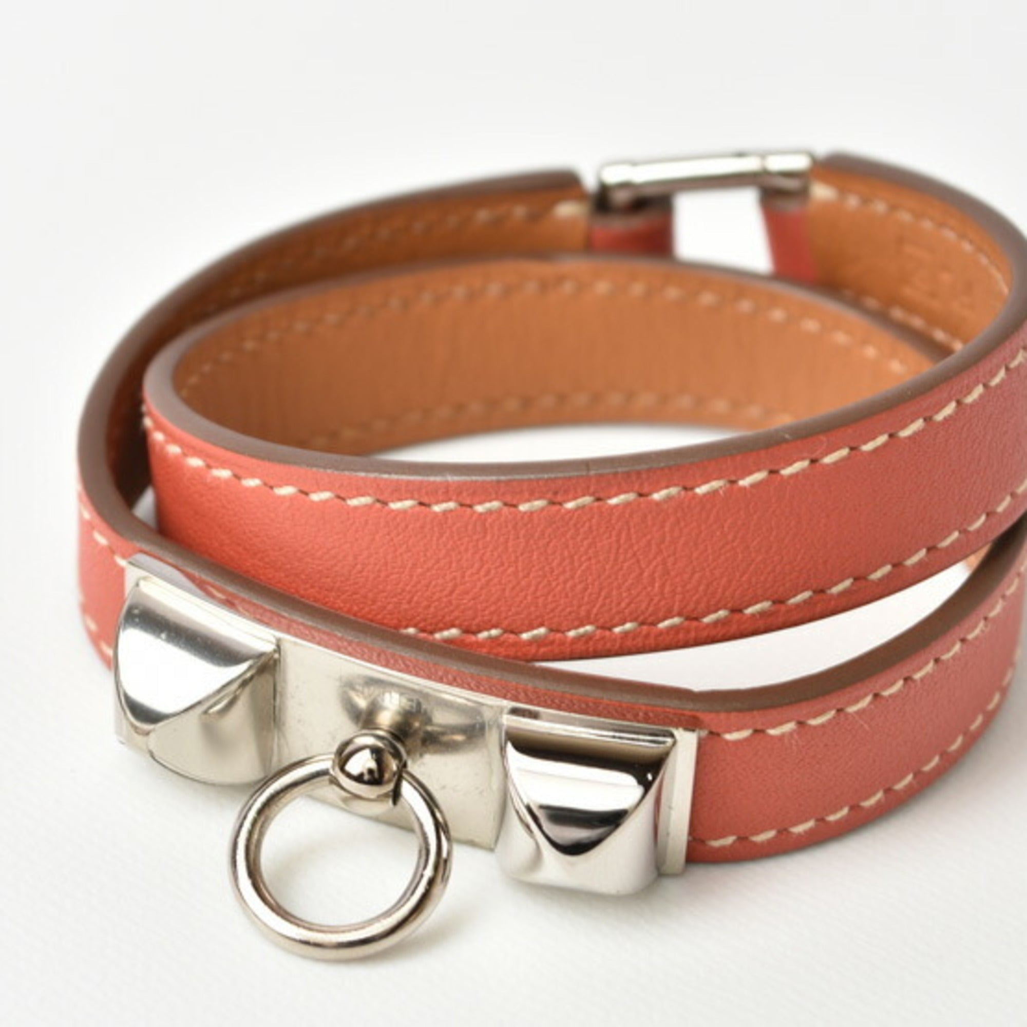 Medor Bracelet Barenia Leather and Felt and Leather Brown Pink