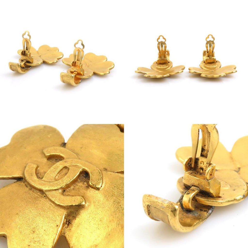 CC Logo Clip-On Earrings Gold-Tone Metal Gold-Tone Metal