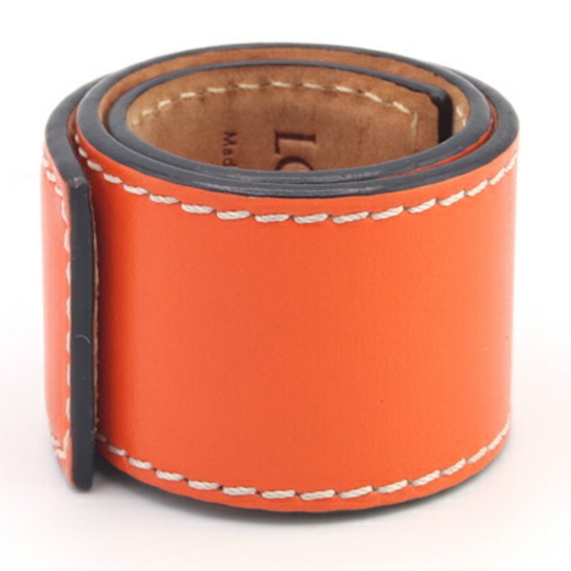 Anagram Slap Bracelet Orange Leather Small