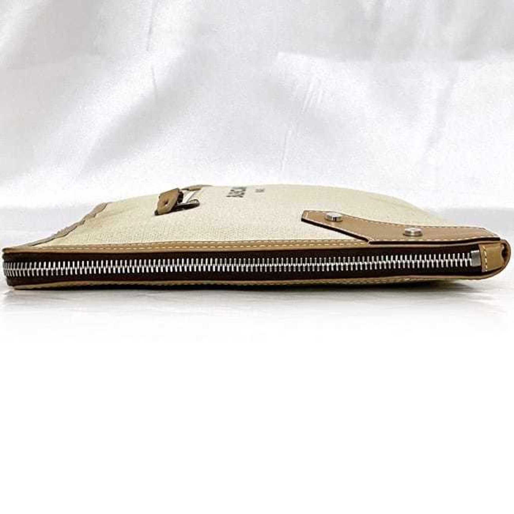 Navy Cabas Canvas with Leather Large