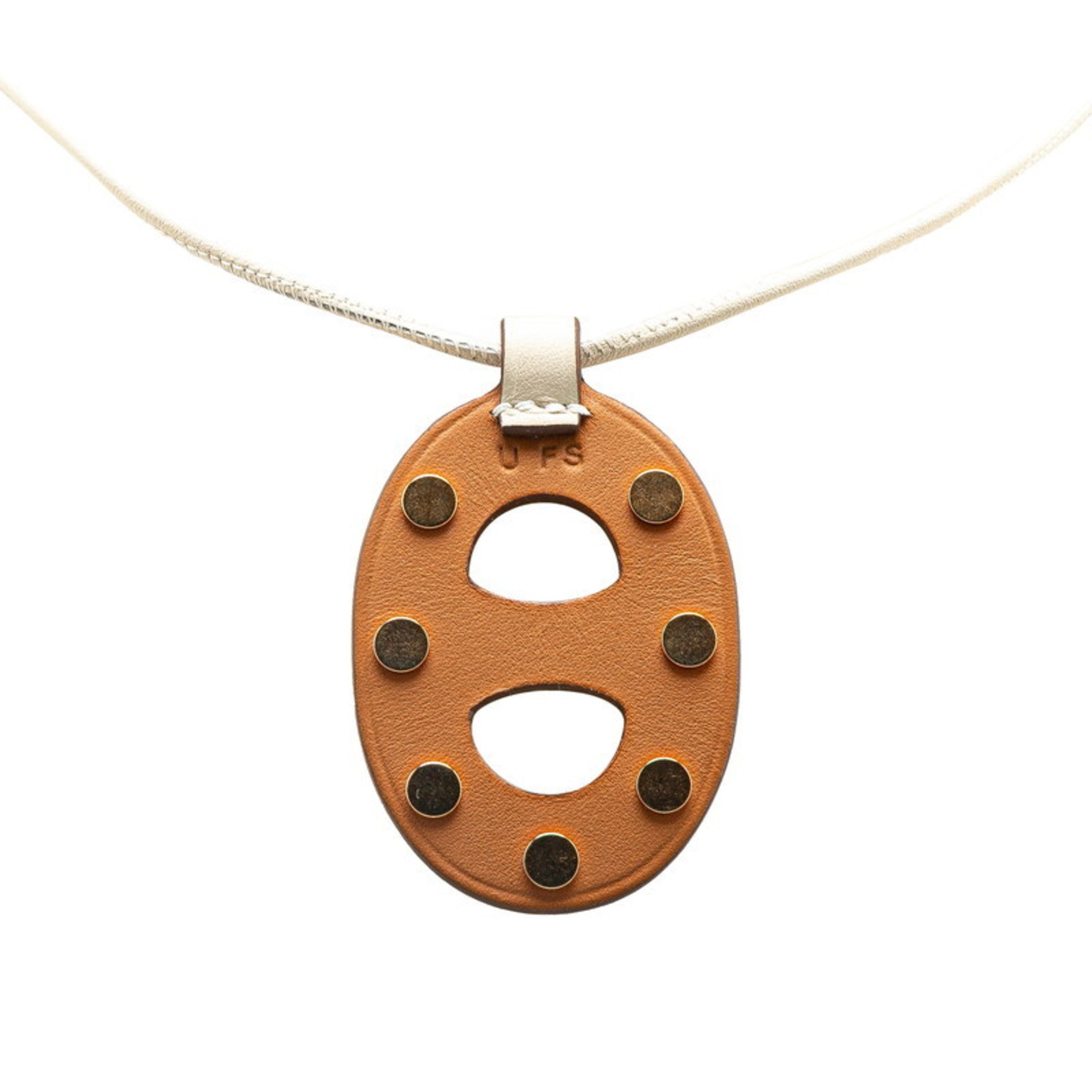 Pendant Necklace Swift Leather Beige Brown