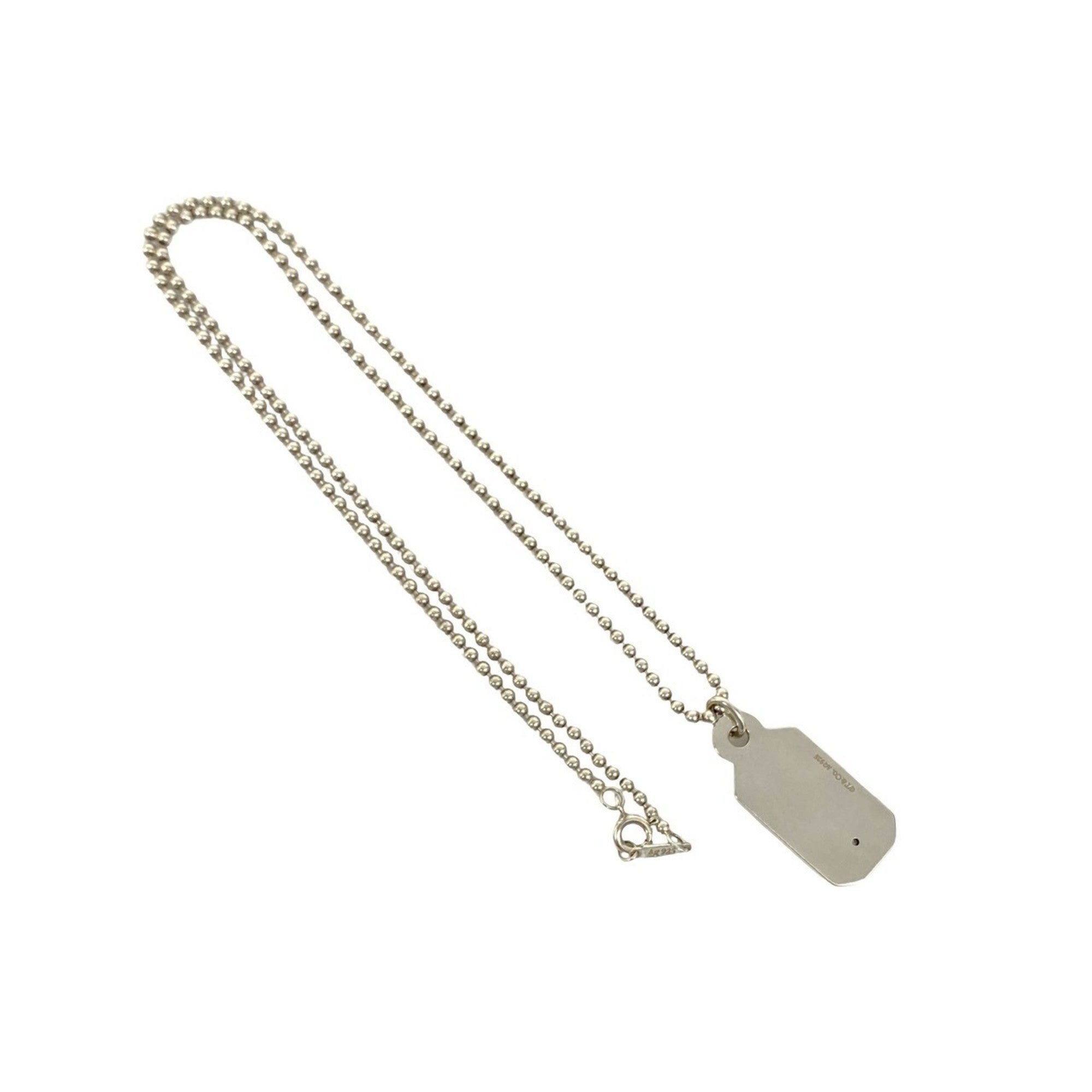 Dog Tag Pendant Necklace Sterling Silver