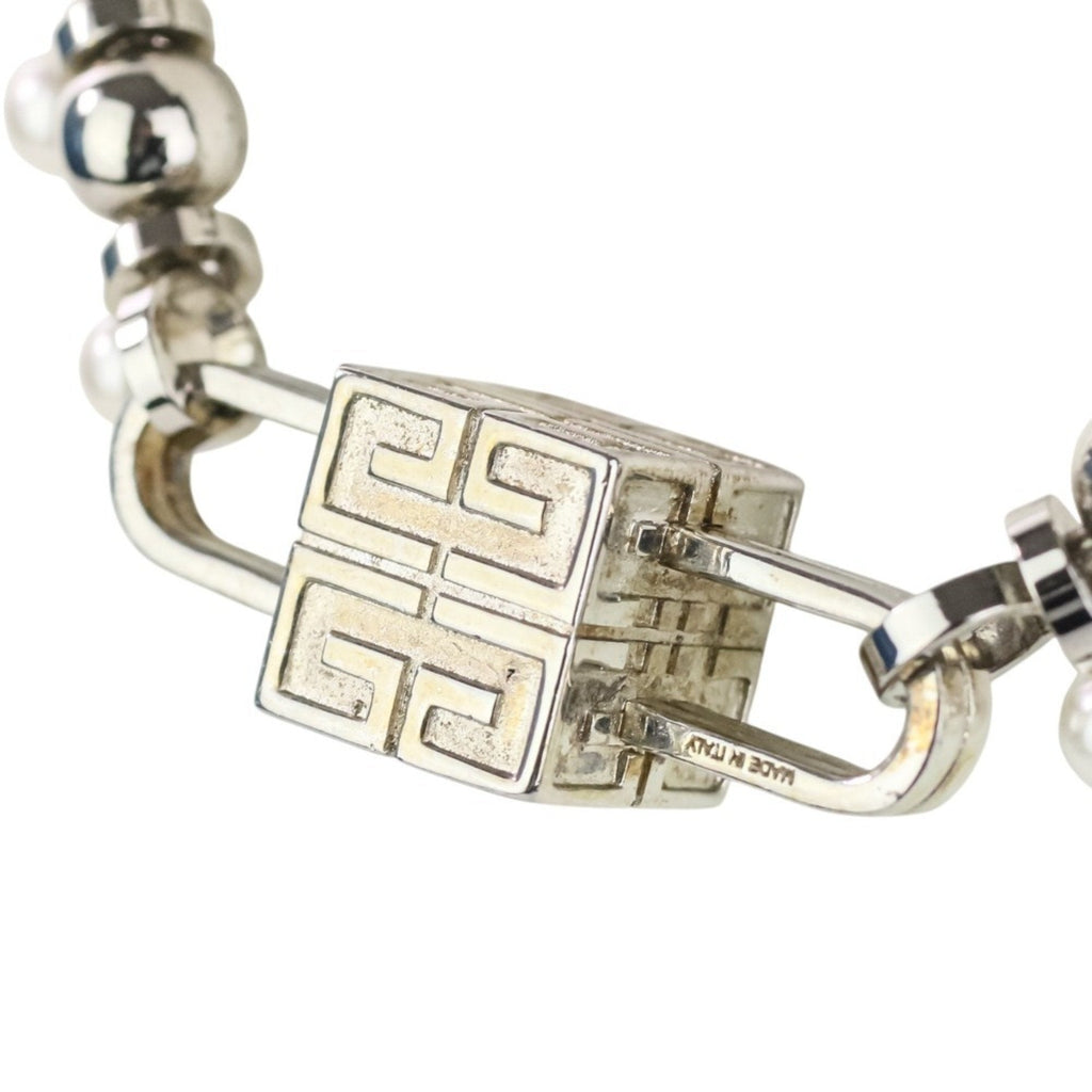 Pendant Necklace Metal Silver With Pearl