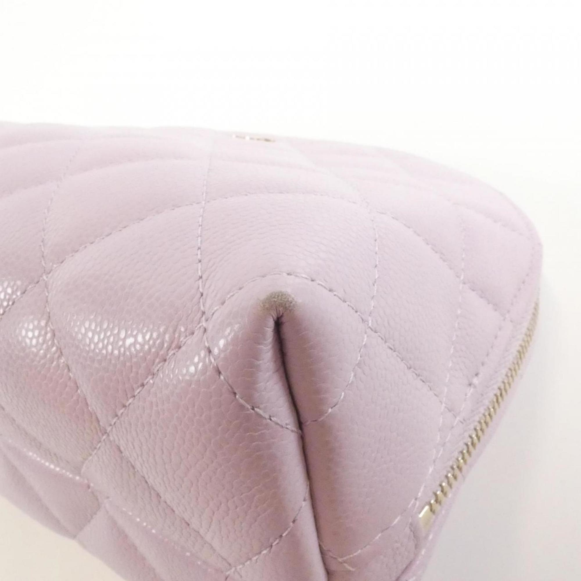 CC Dome Zip Clutch with Chain Quilted Caviar Small
