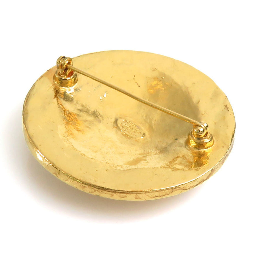 CC Logo Brooch Gold-Tone Metal