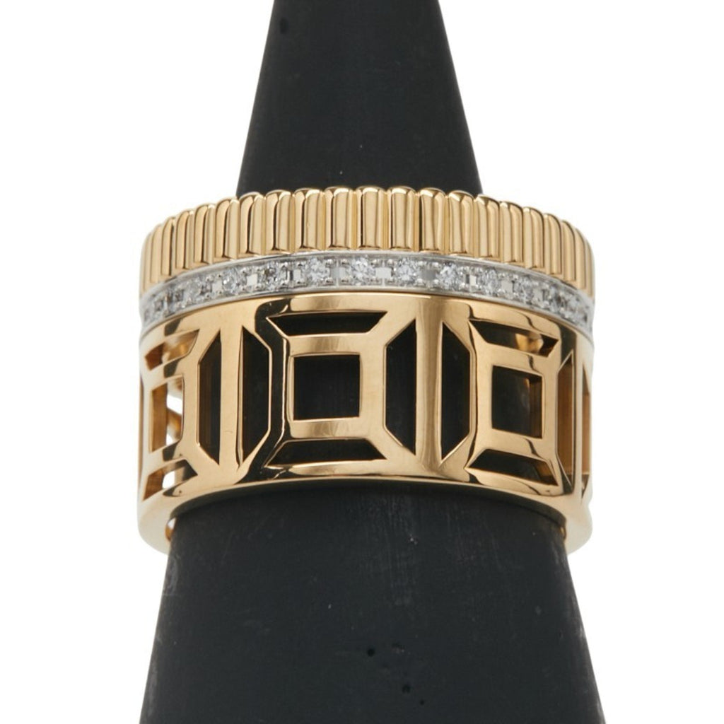 Band Ring 18K White Gold and 18K Yellow Gold with Diamond