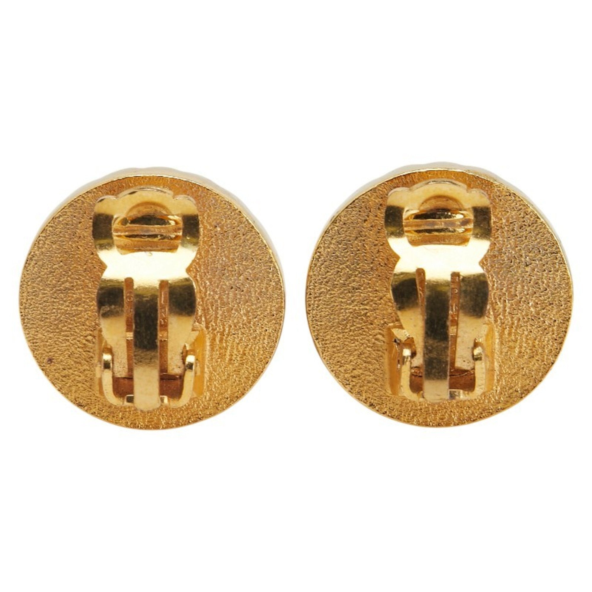 CC Logo Round Clip-On Earrings Gold-Tone Metal Gold-Tone Metal
