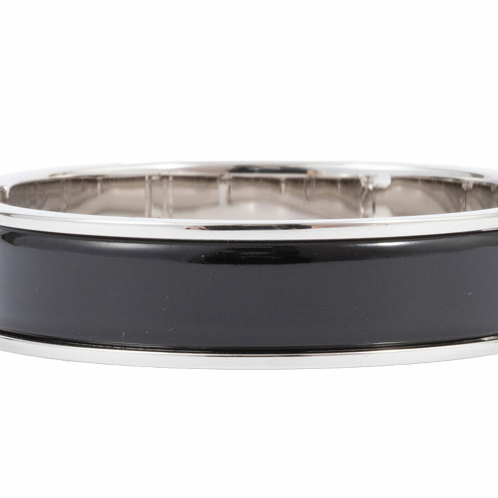 Bracelet Enamel and Metal Black and Silver