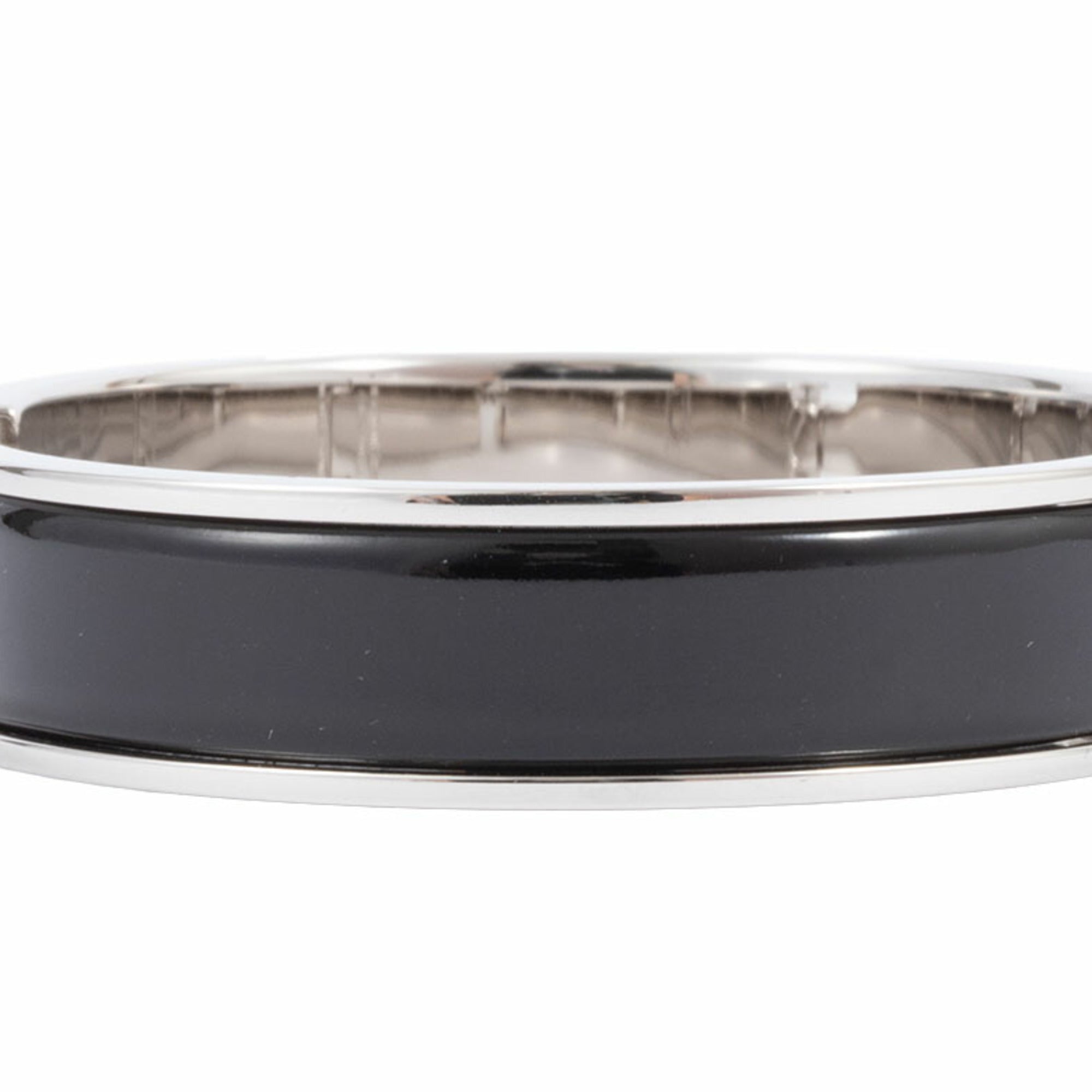 Bracelet Enamel and Metal Black and Silver