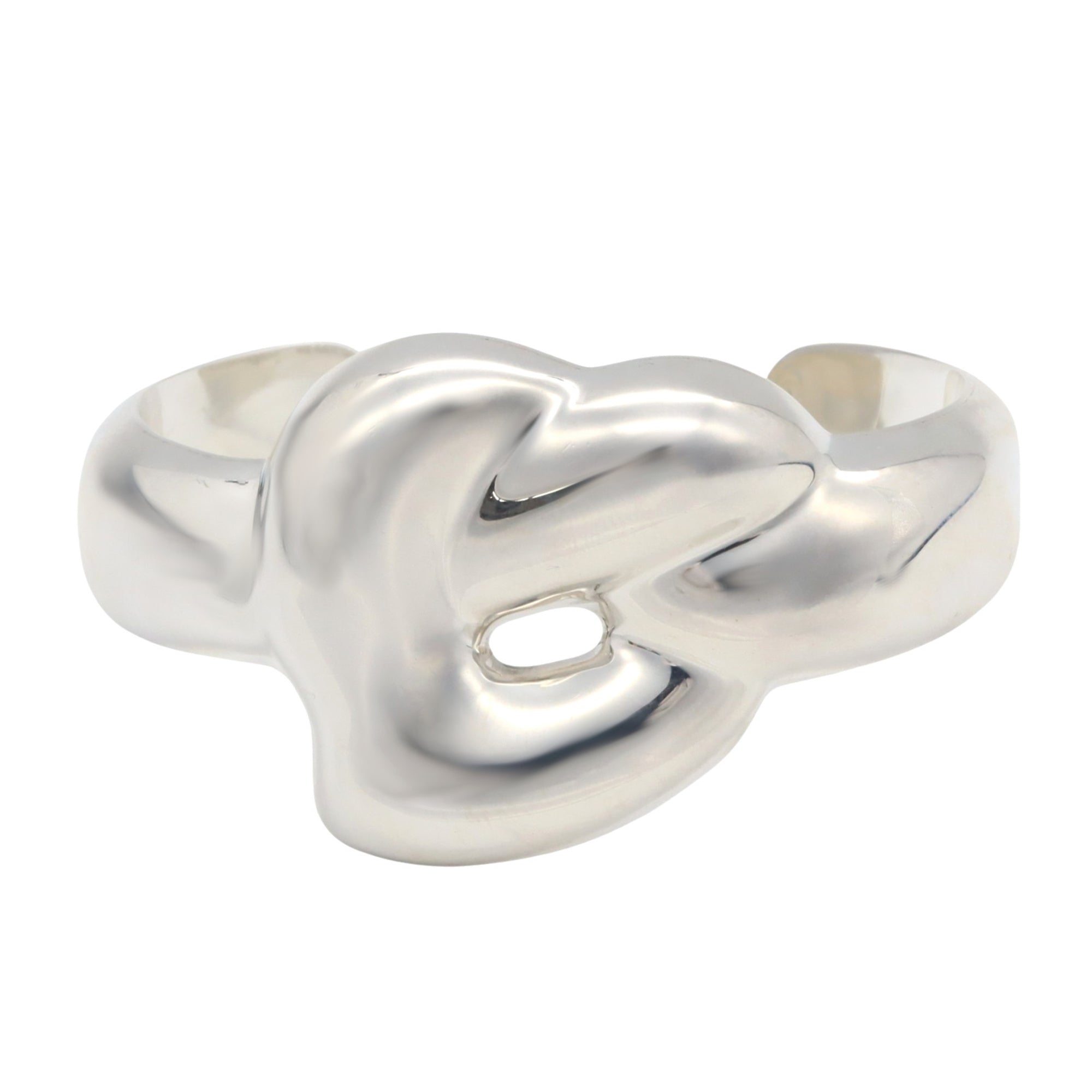 Wide Knot Bone Cuff Bracelet Sterling Silver