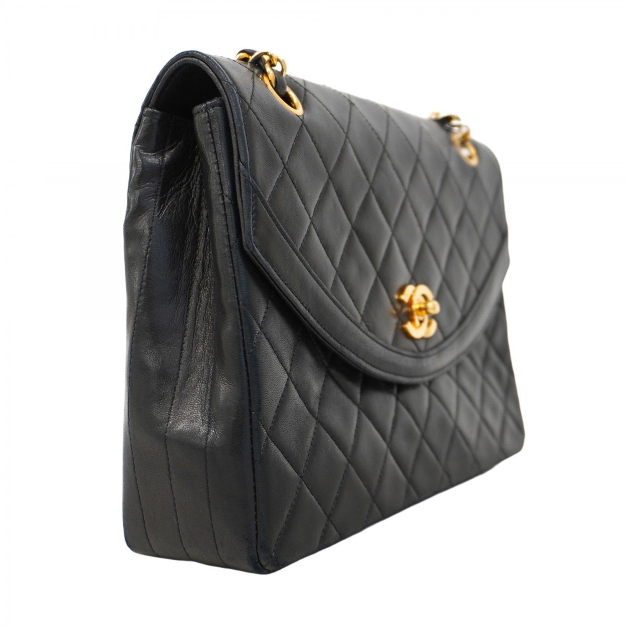Vintage Round Flap Bag Quilted Lambskin Medium