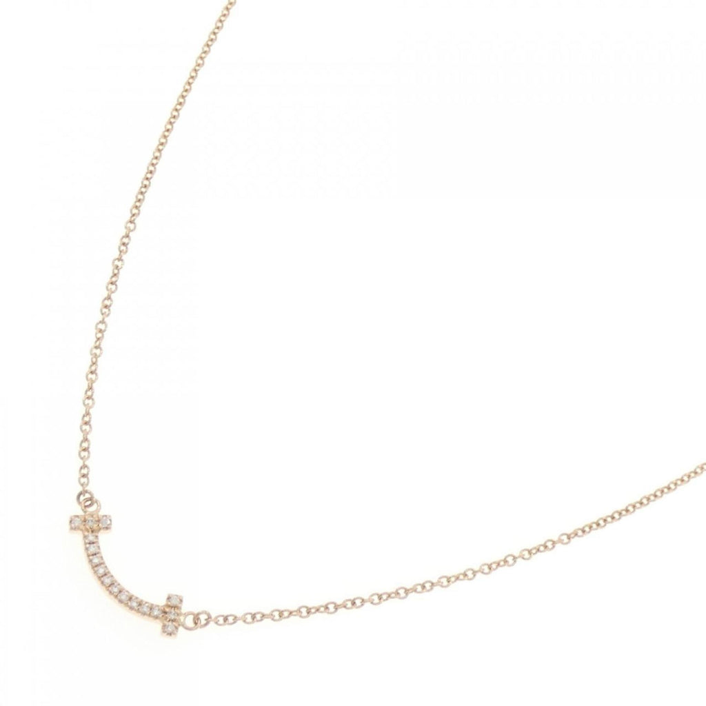 T Smile Mini Pendant Necklace 18K Rose Gold with Diamonds