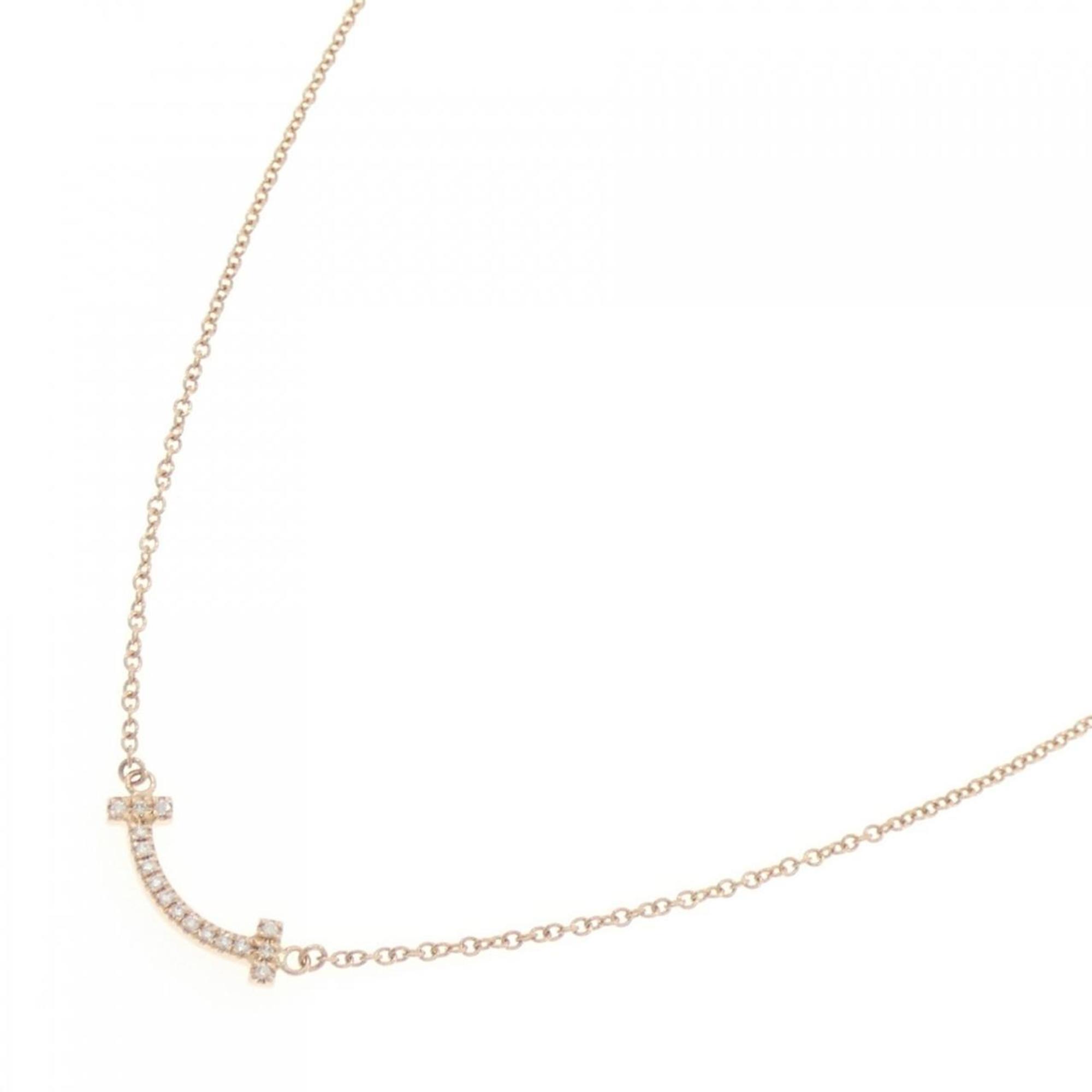 T Smile Mini Pendant Necklace 18K Rose Gold with Diamonds