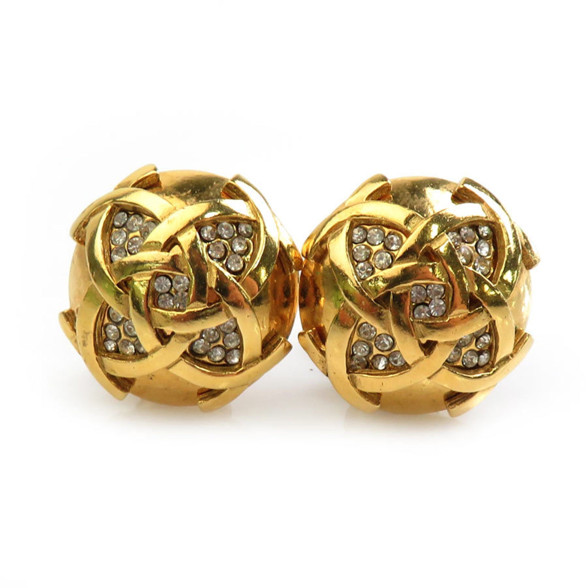 Earrings Rhinestone Gold-Tone Metal