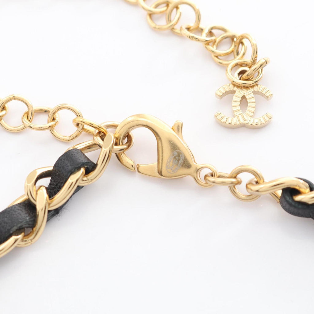 Choker Necklace Gold and Leather