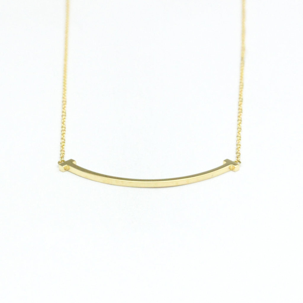 T Smile Pendant Necklace 18K Yellow Gold