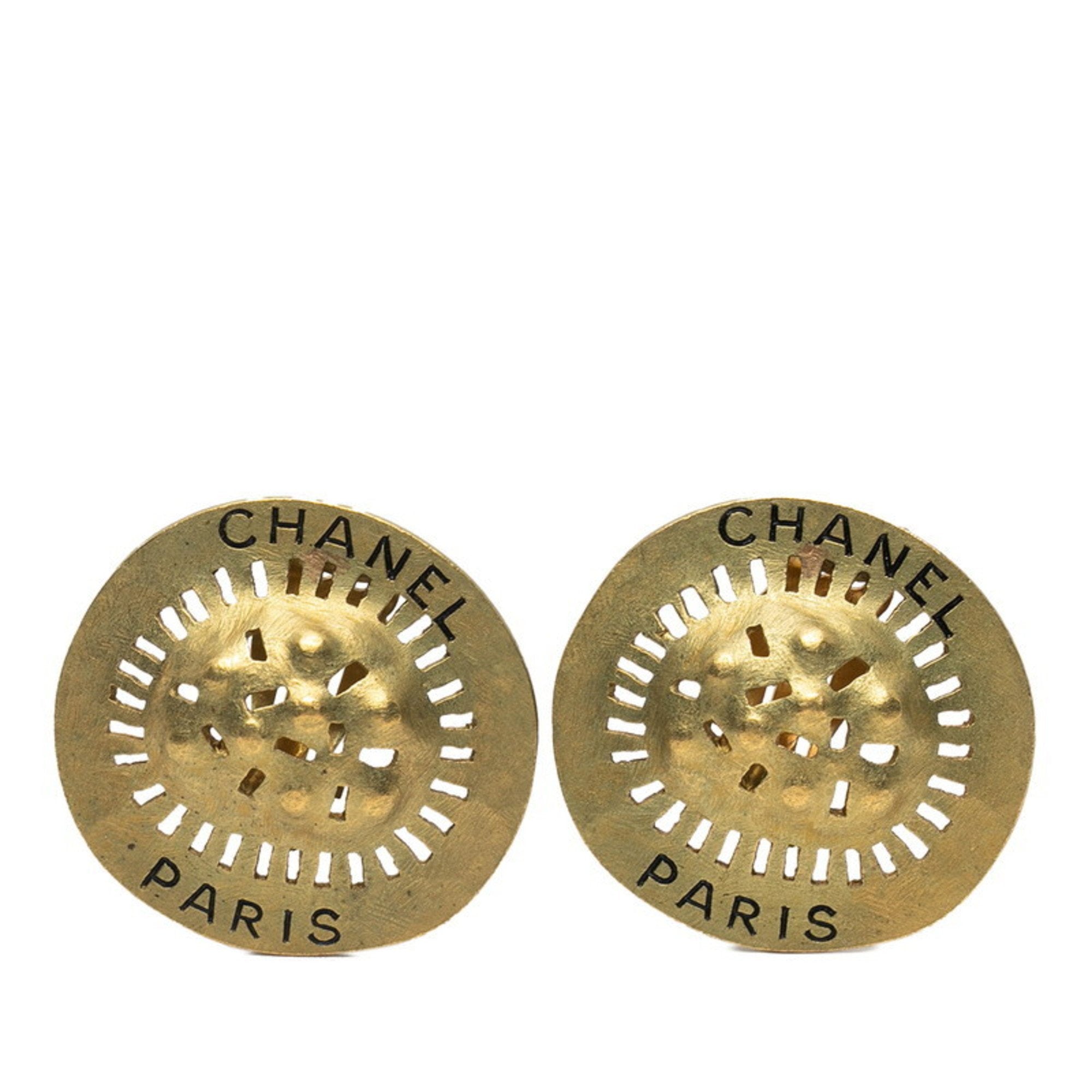 Vintage Clip-On Earrings Logo Clip-On Gold-Tone Metal
