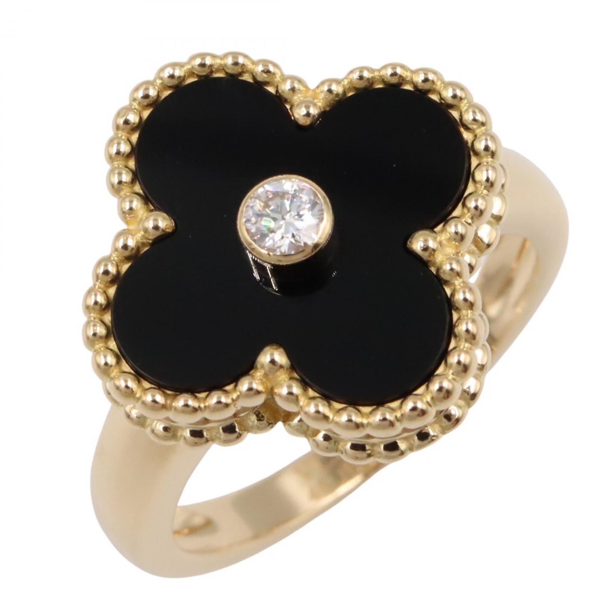 Vintage Alhambra Ring 18K Yellow Gold and Onyx