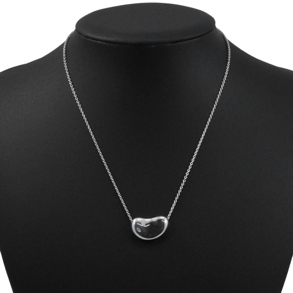 Bean Pendant Necklace Sterling Silver 13mm