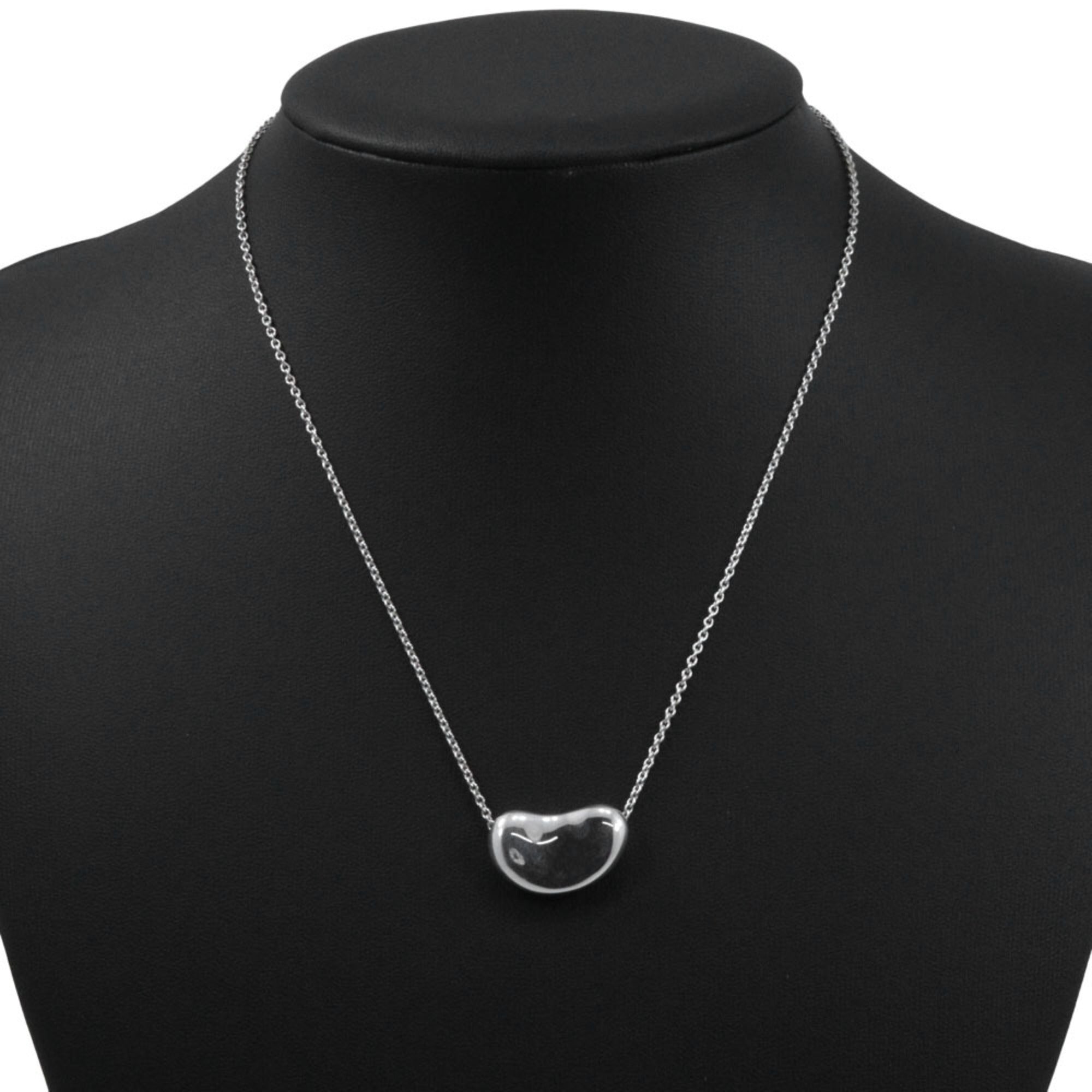 Bean Pendant Necklace Sterling Silver 13mm