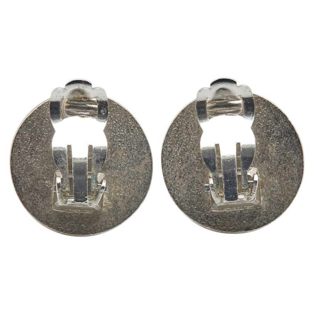 CC Logo Round Clip-On Earrings Silver-Tone Metal Silver-Tone Metal