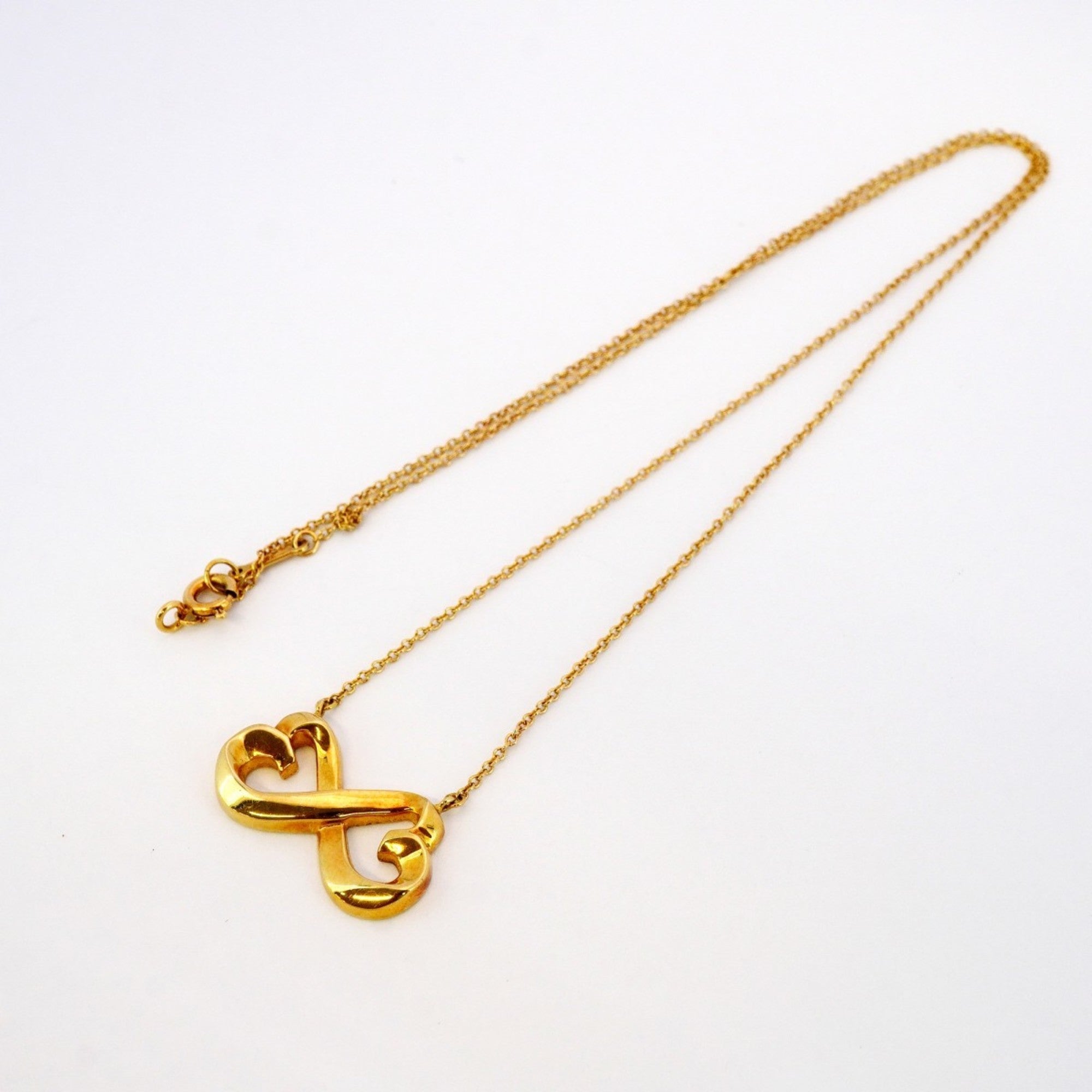 Double Loving Heart Pendant Necklace 18K Yellow Gold
