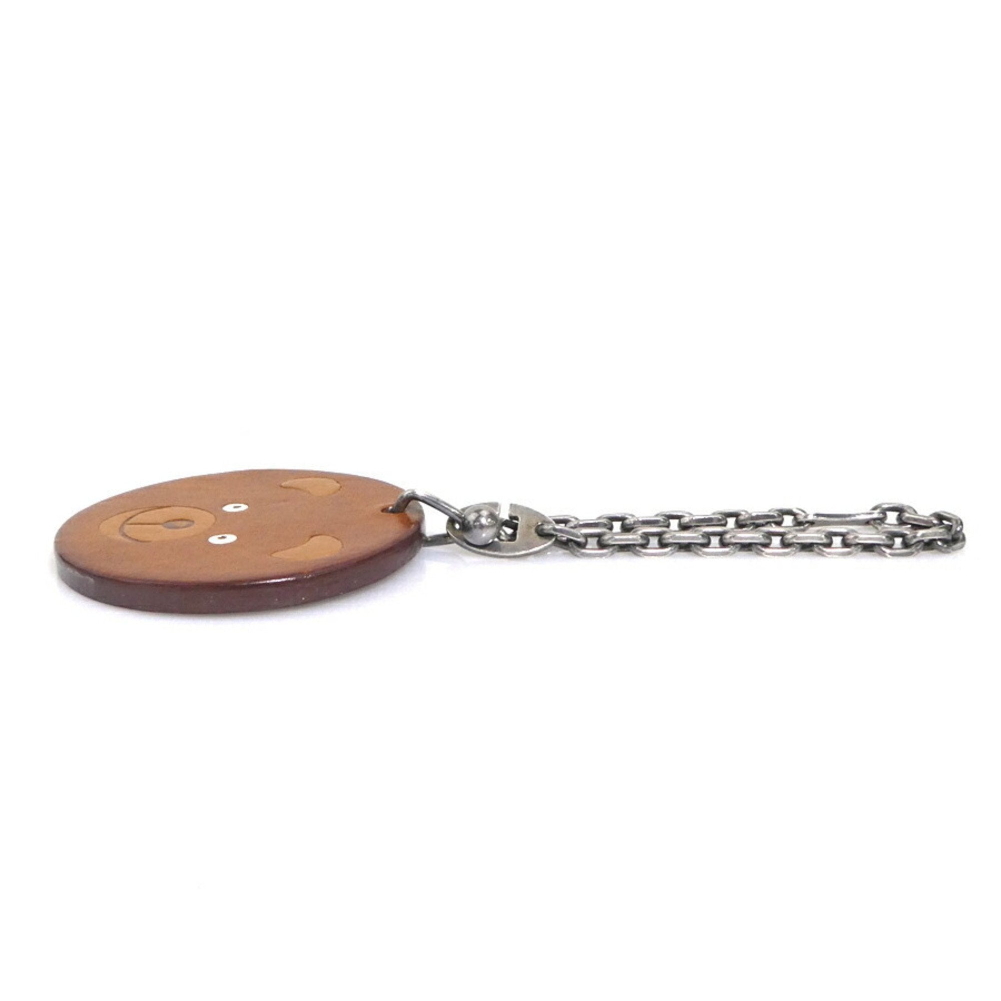 Bear Charm Leather and Metal Brown Handbag Charm