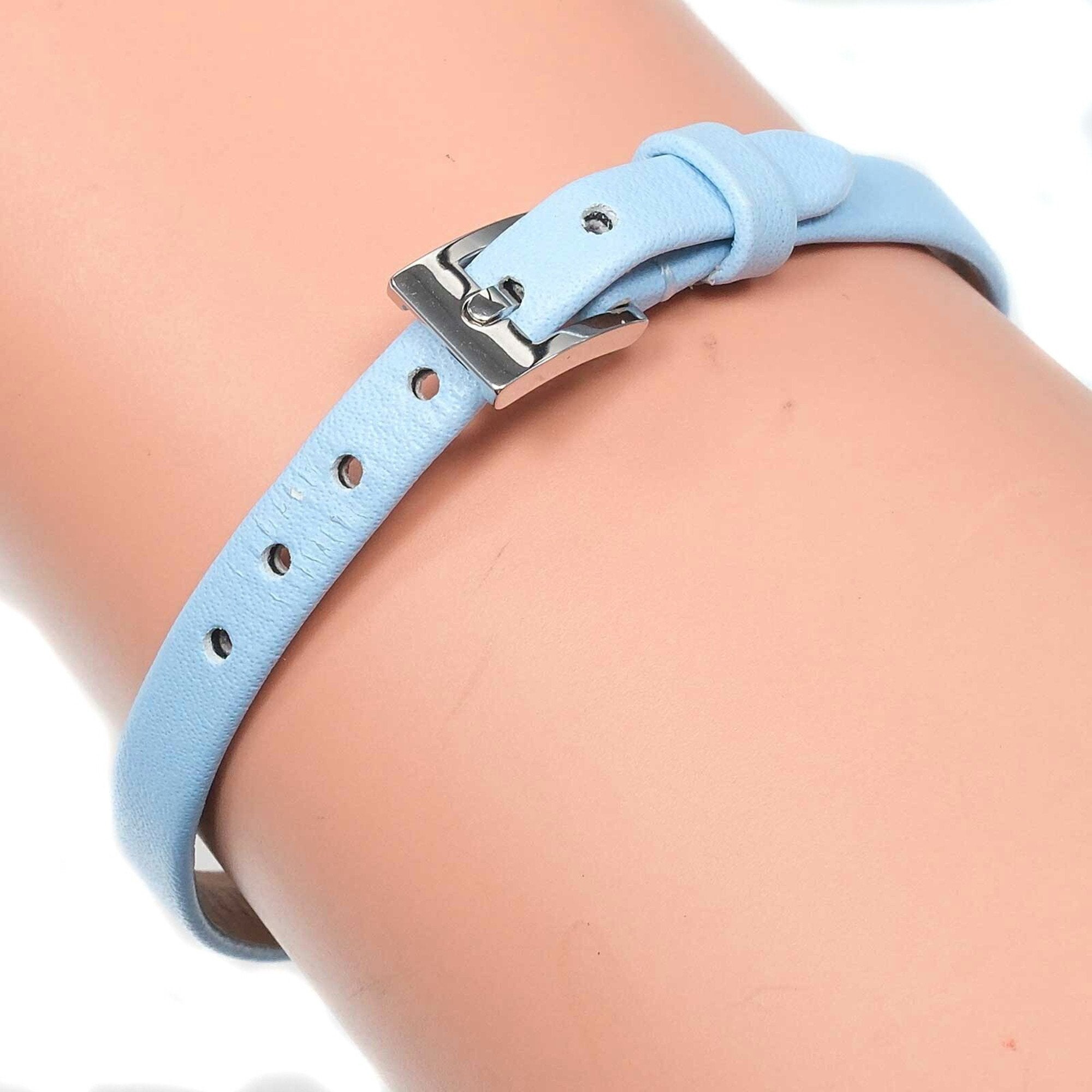 Bracelet Leather and 18K White Gold With Diamond