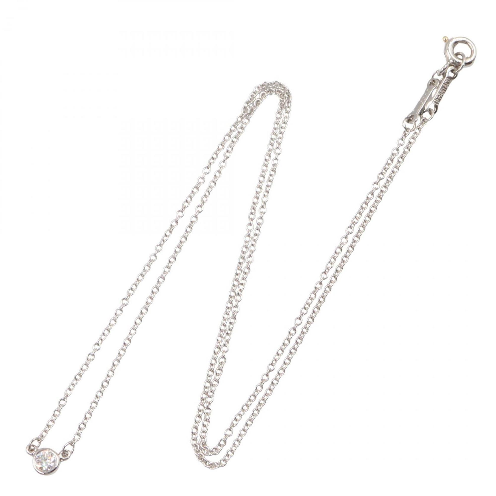Elsa Peretti Diamonds By The Yard Pendant Necklace Sterling Silver and Platinum and Diamond