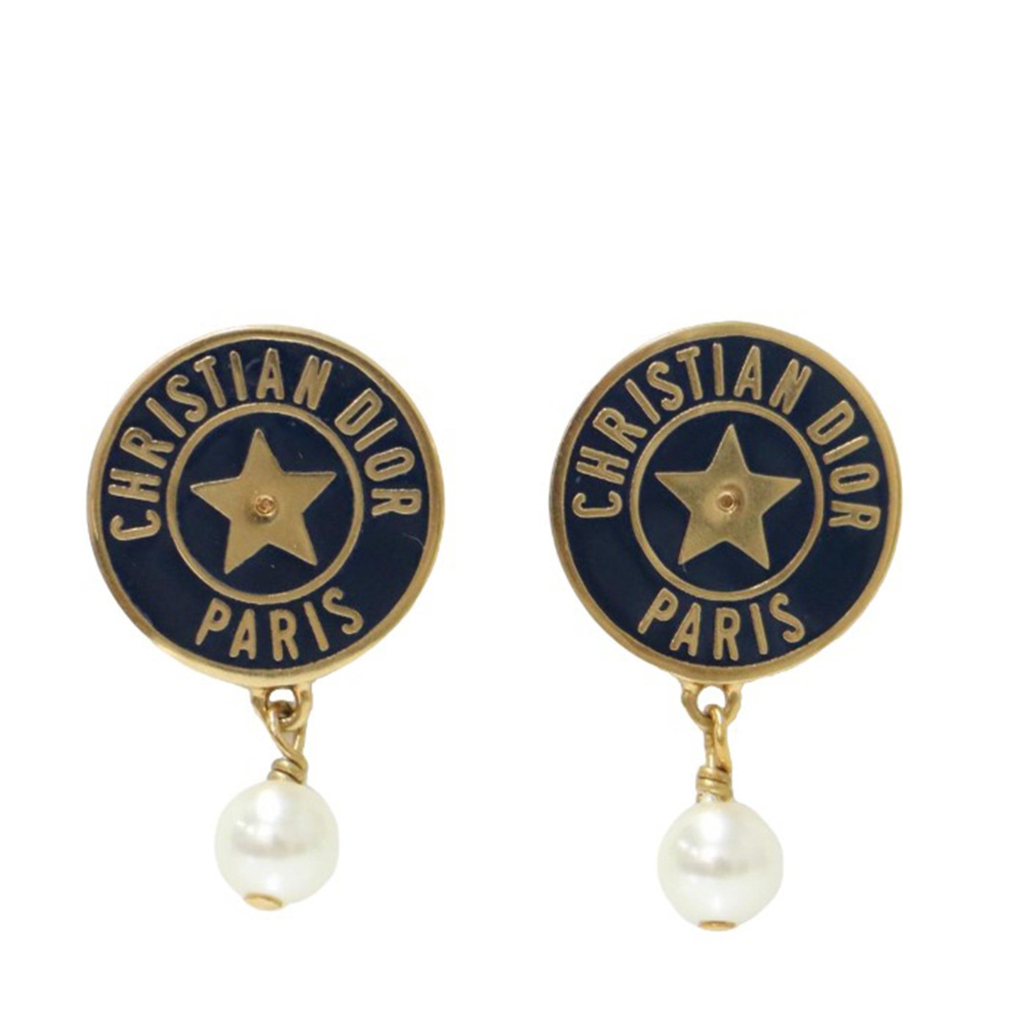Earrings Pearl Gold-Tone Metal