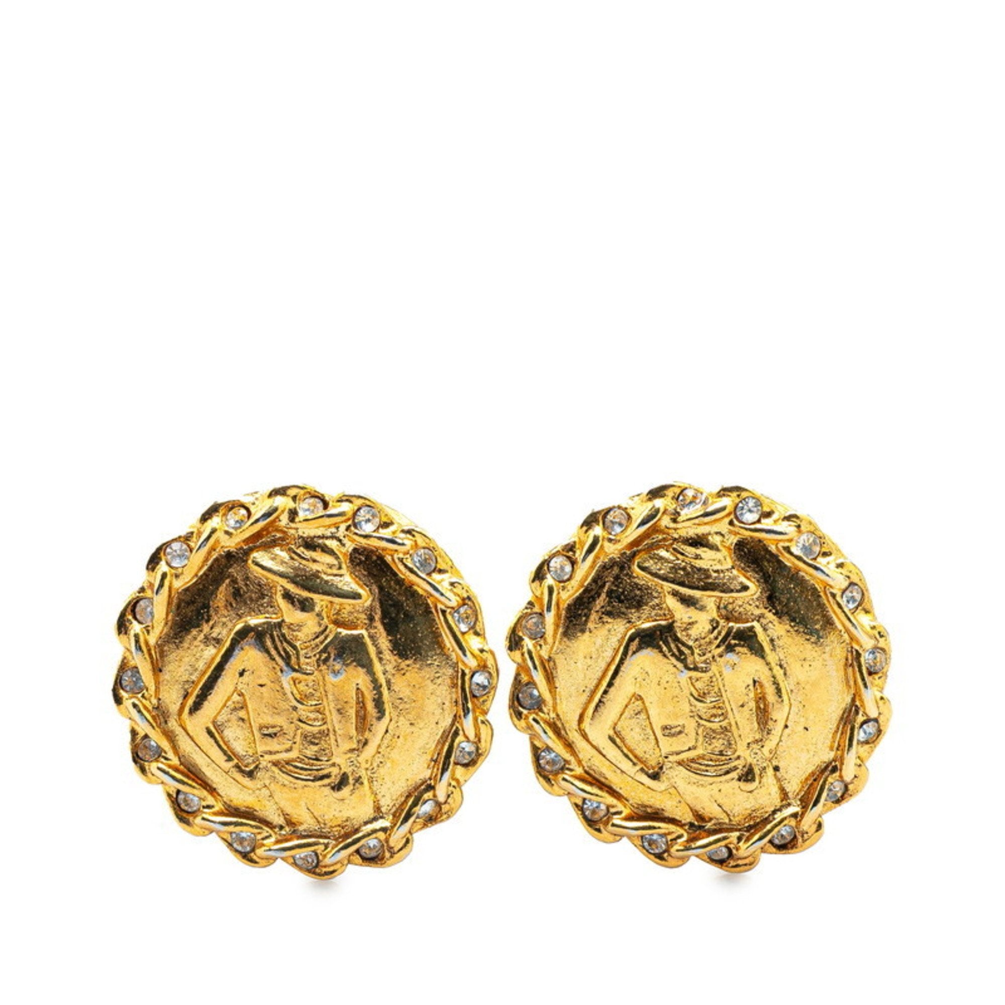 CC Logo Clip-On Earrings Metal Gold-Tone Metal
