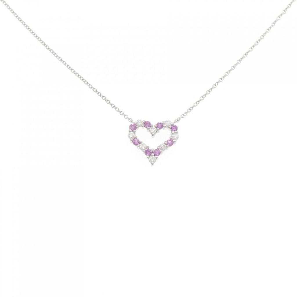 Sentimental Heart Pendant Necklace Platinum Mini with Diamond and Sapphire