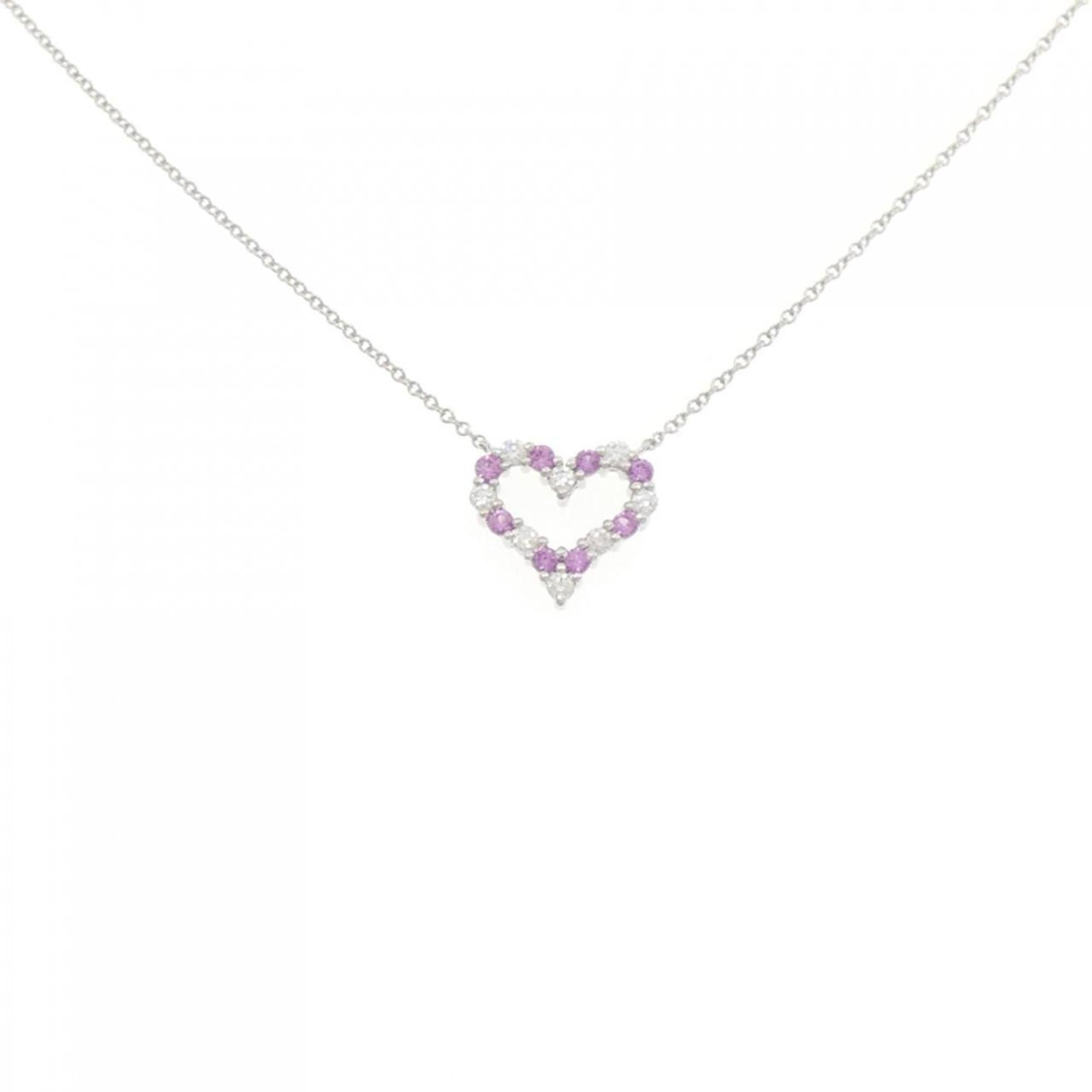 Sentimental Heart Pendant Necklace Platinum Mini with Diamond and Sapphire