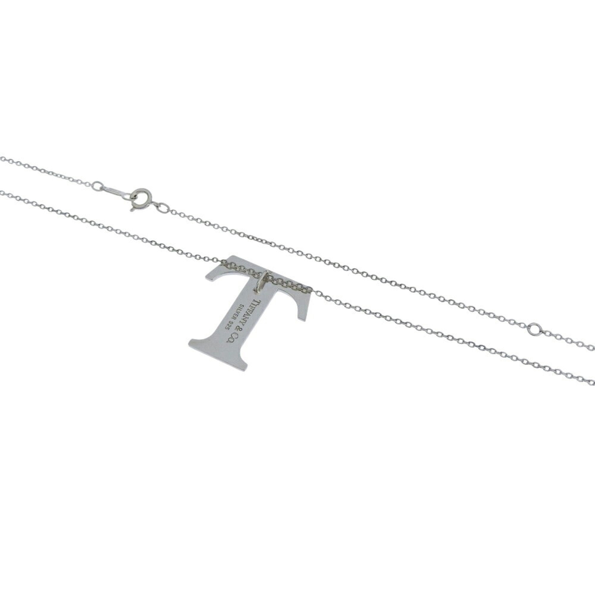 T Pendant Necklace Sterling Silver Large