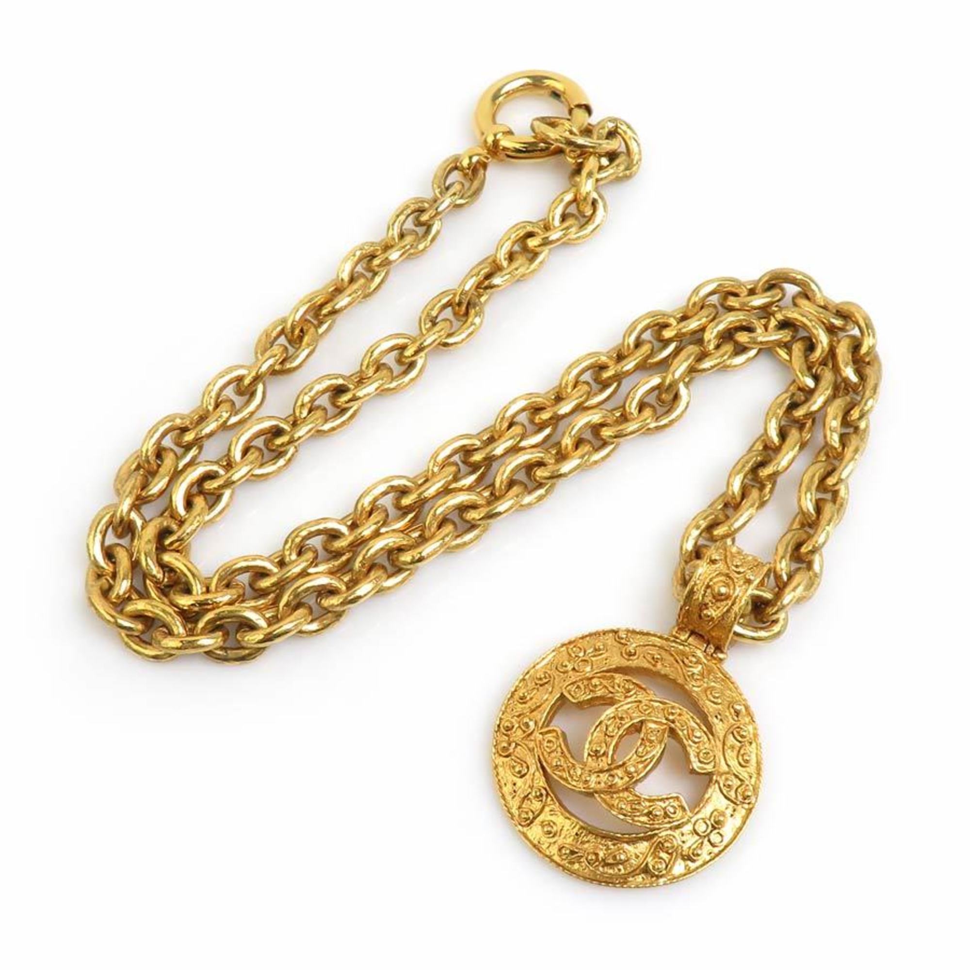 CC Logo Pendant Necklace Gold-Tone Metal