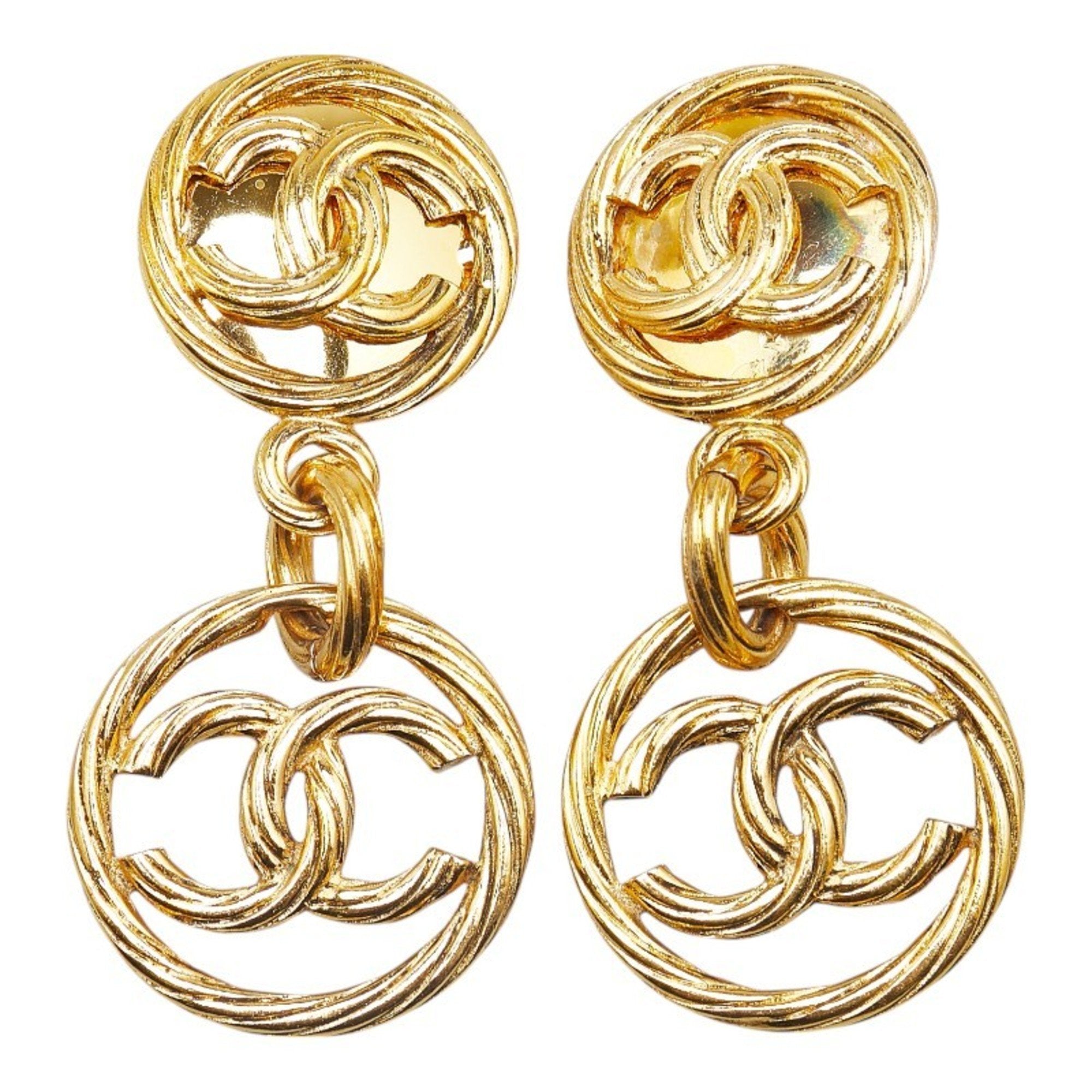 CC Logo Clip-On Earrings Metal Gold-Tone Metal