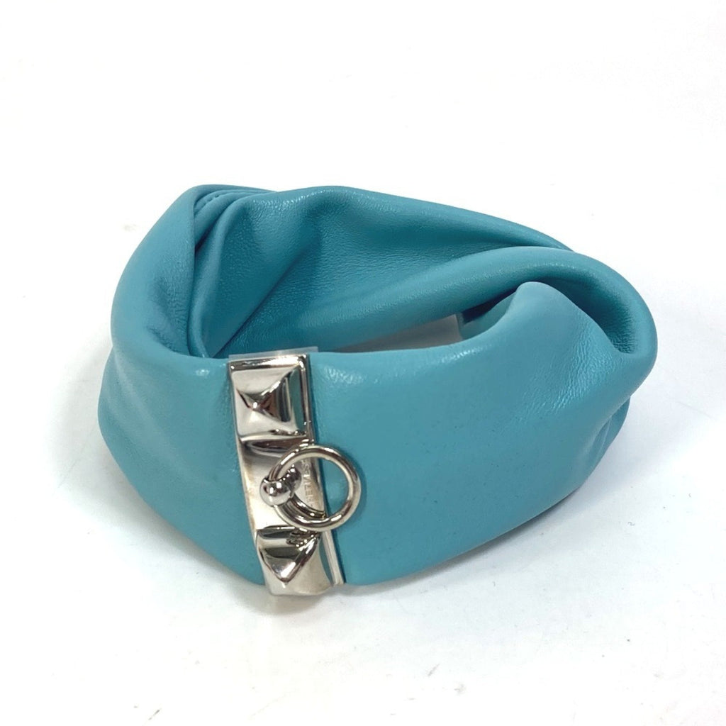 Medor Torsade Petit H Bracelet Leather Light Blue Silver