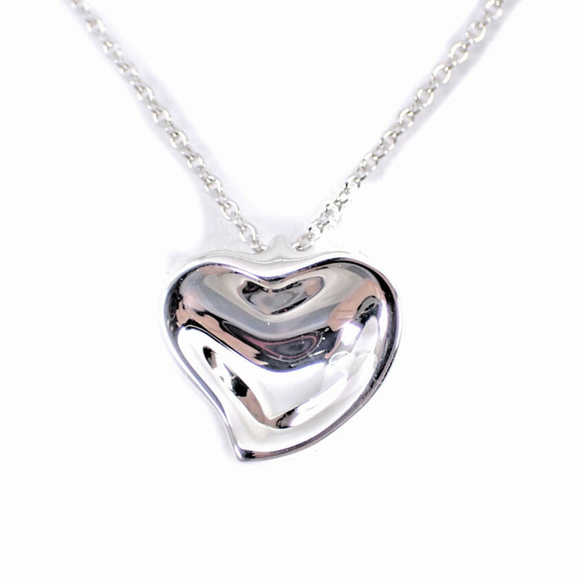 Full Heart Pendant Necklace Sterling Silver