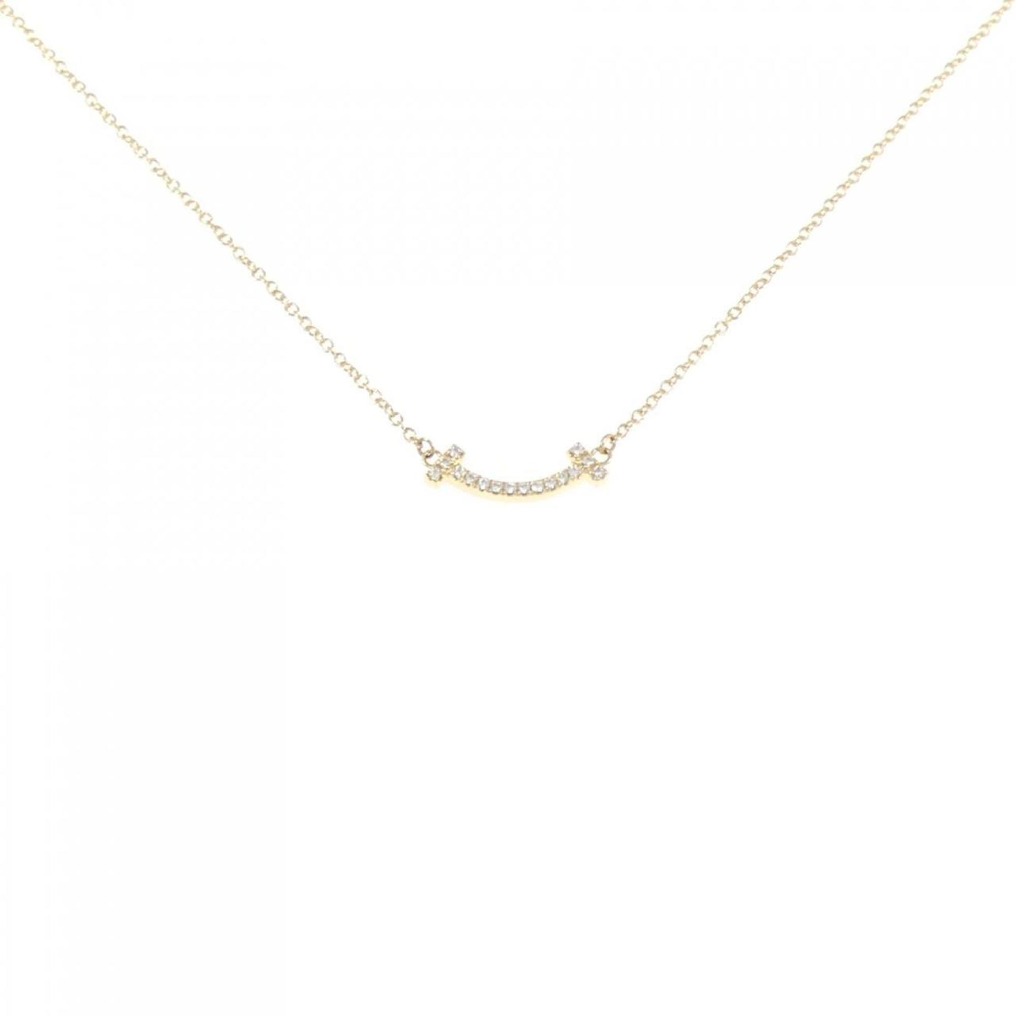 T Smile Mini Pendant Necklace 18K Yellow Gold with Diamonds