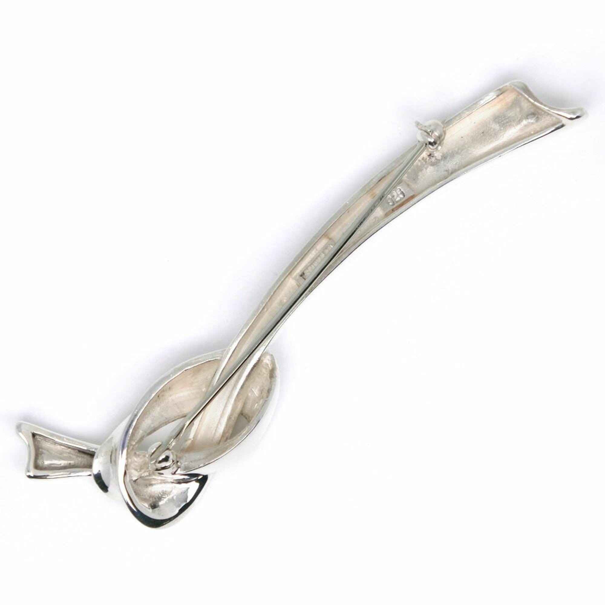 Ribbon Motif Brooch Sterling Silver