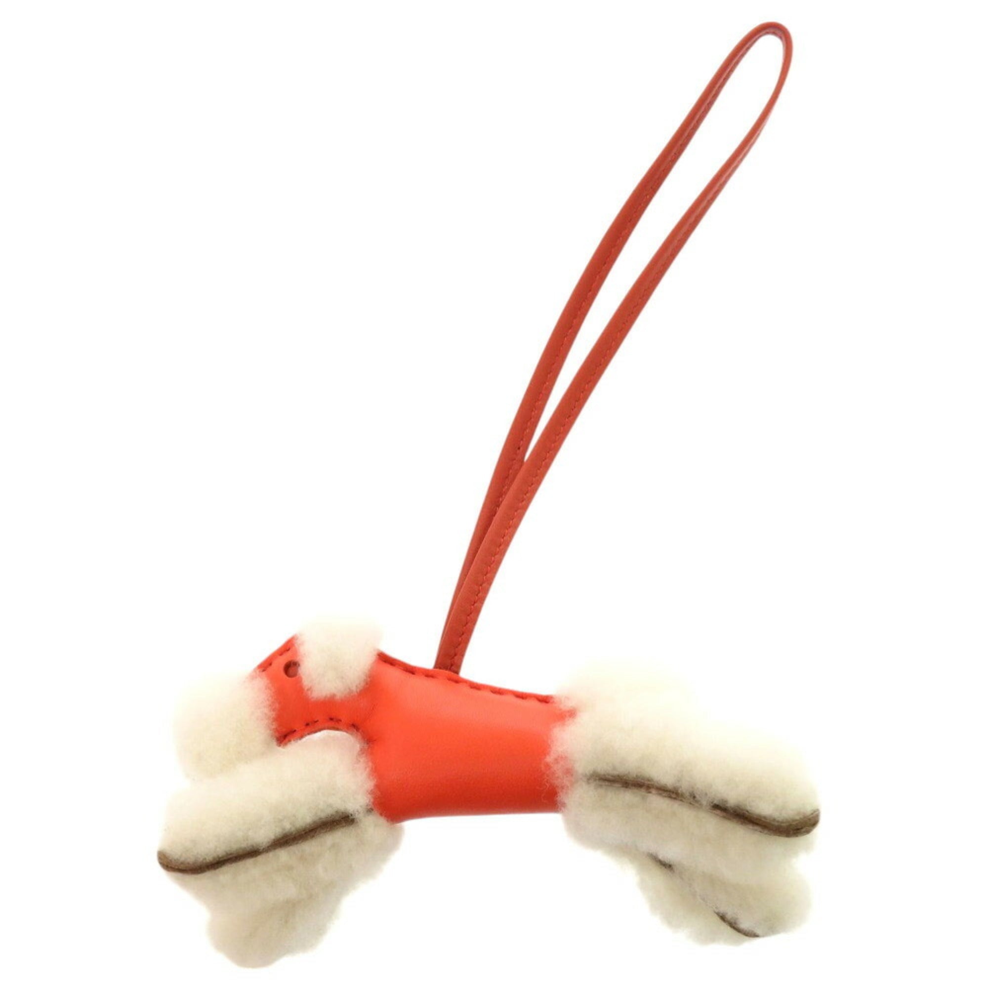 Bag Charm Agneau Milo Ecru Handbag Charm