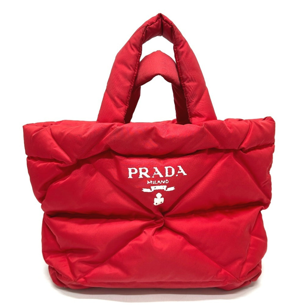 Padded Tote Bag Quilted Re-Nylon with Leather Medium