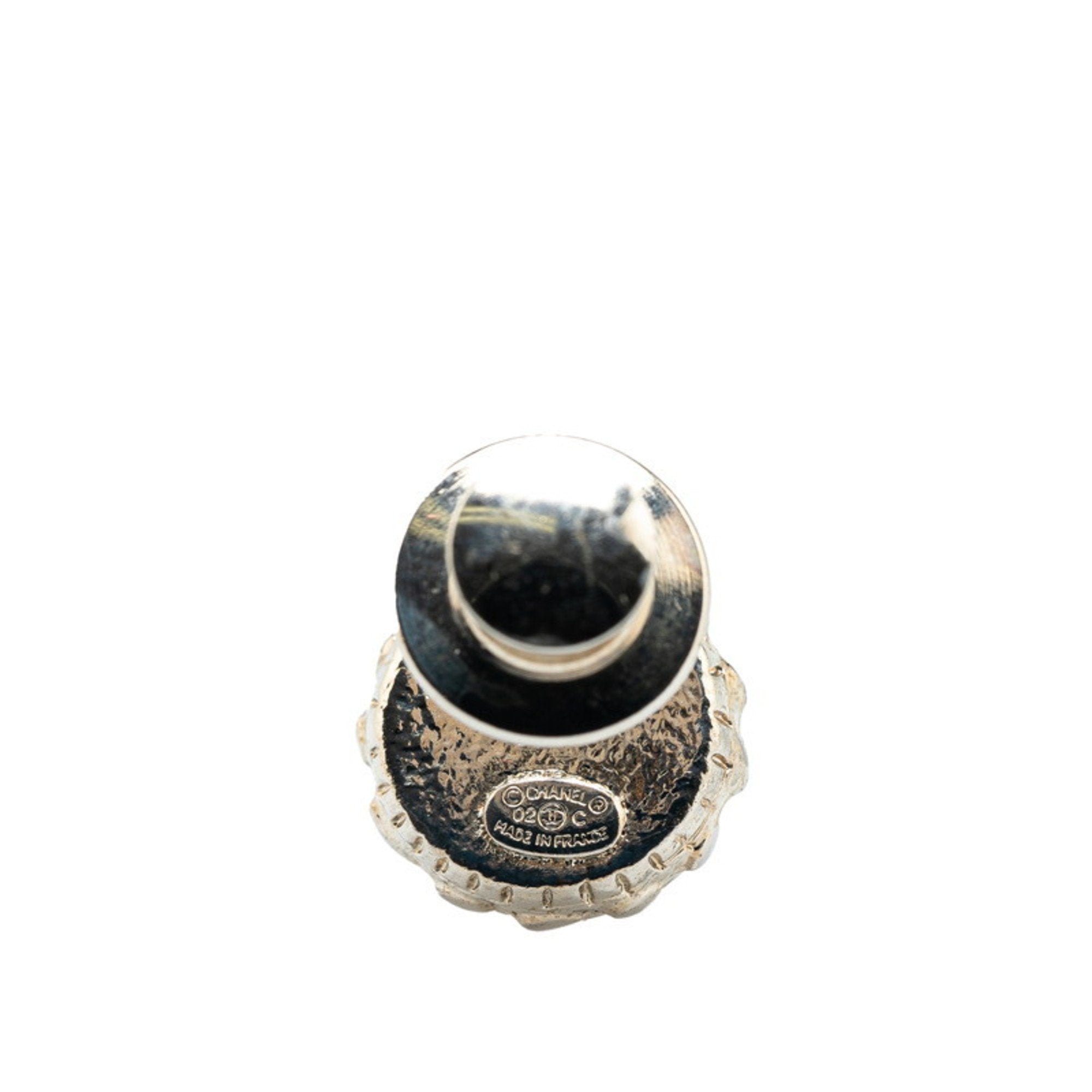 CC Logo Brooch Silver-Tone Metal