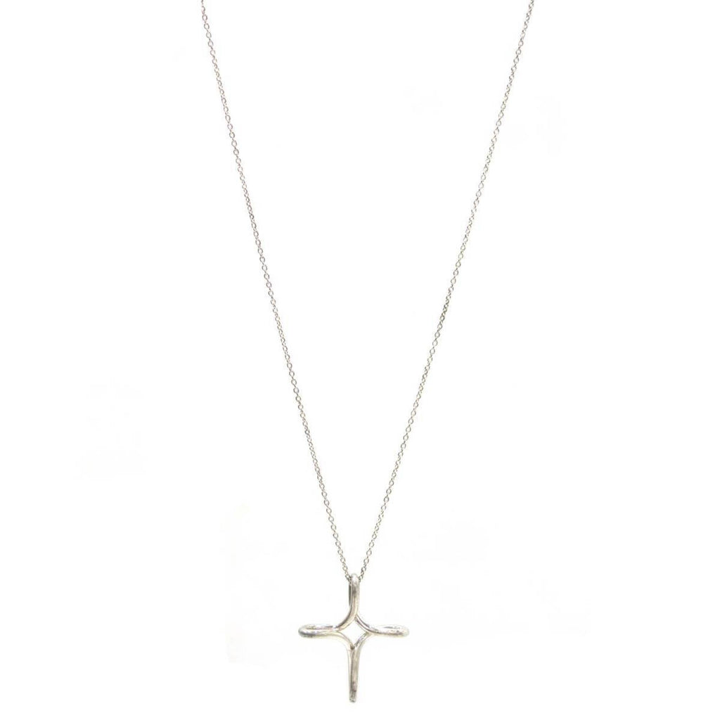 Open Cross Pendant Necklace Sterling Silver
