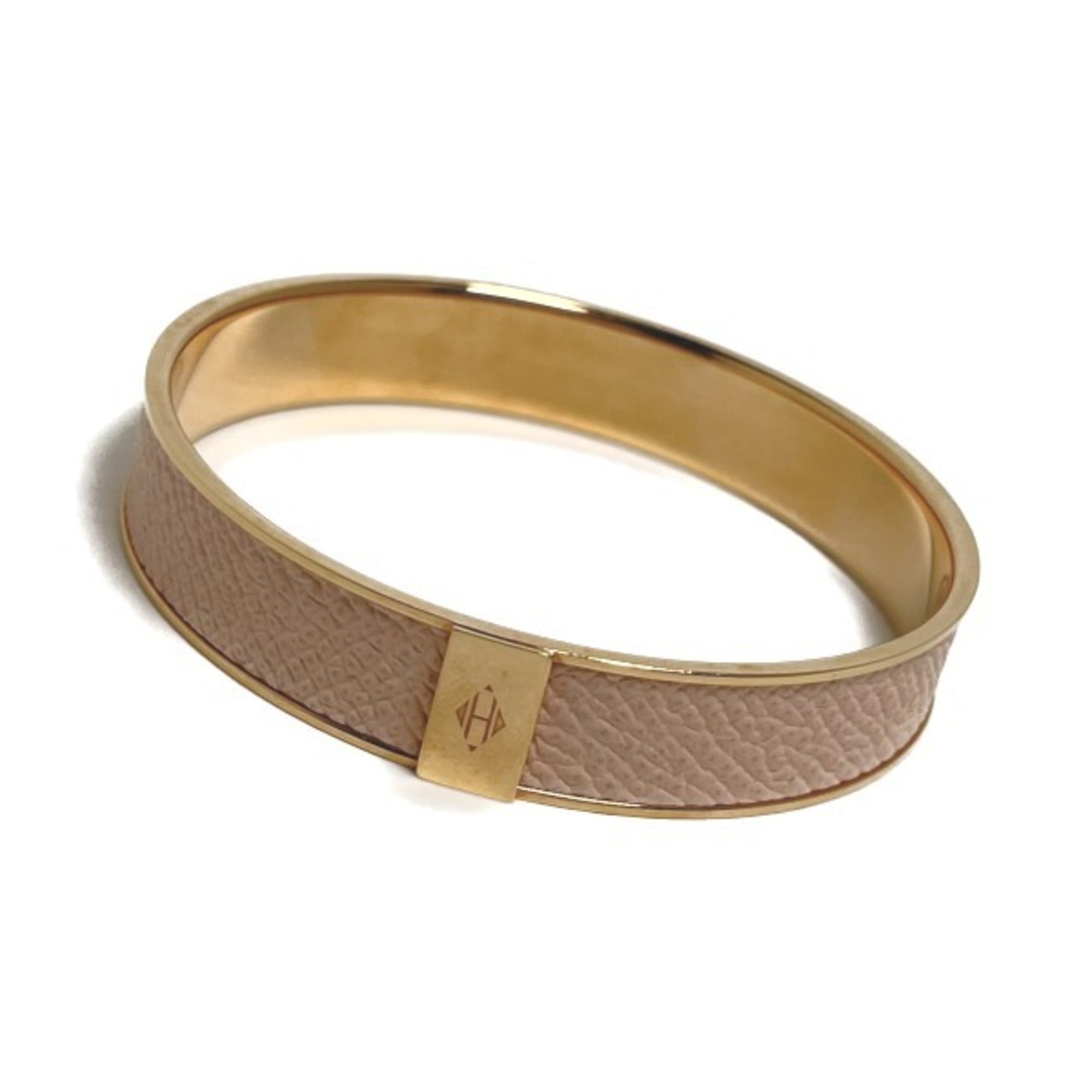 Leather Pink and Gold Bangle Bracelet