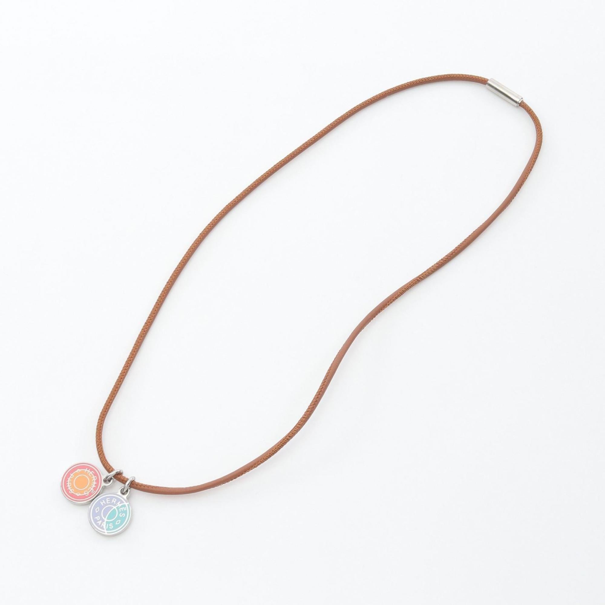 Eclipse Pendant Necklace Leather and Stainless Steel